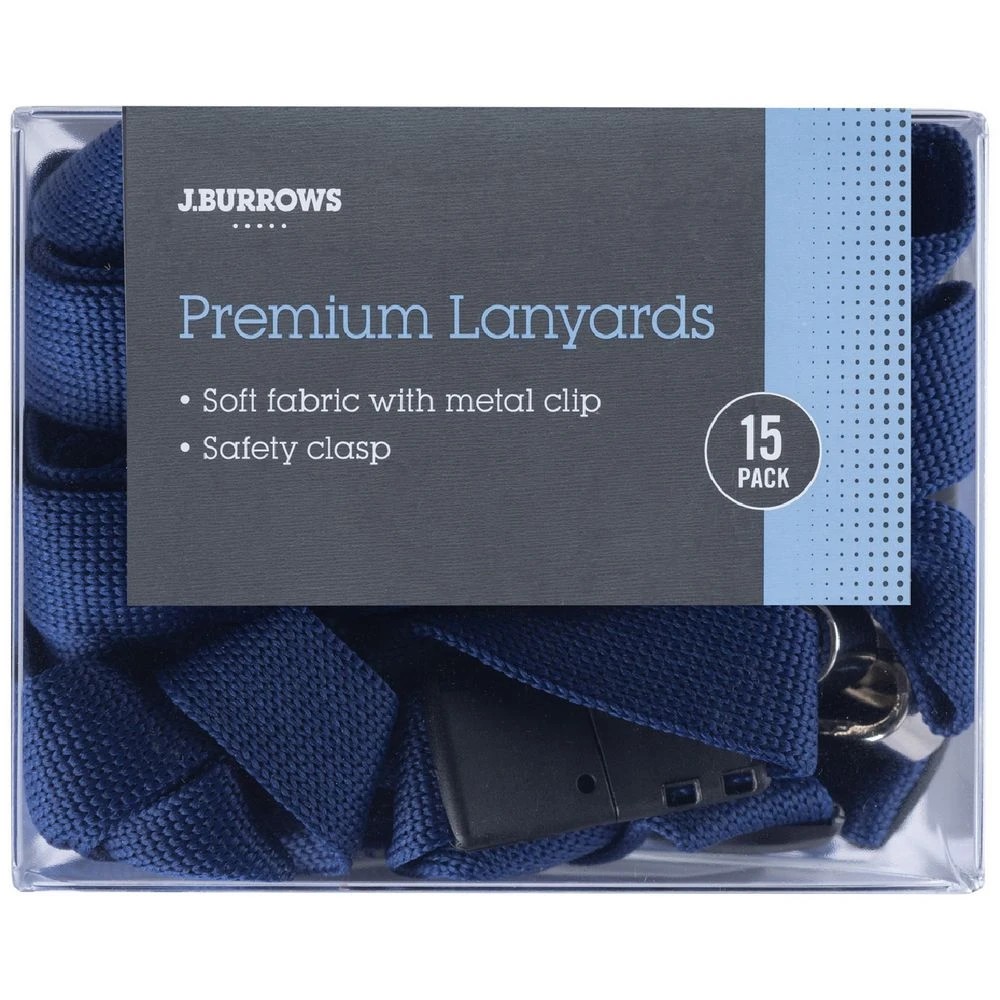 1 J.Burrows Premium Lanyards with Metal Clip Blue 15 Pack, 1 of 3