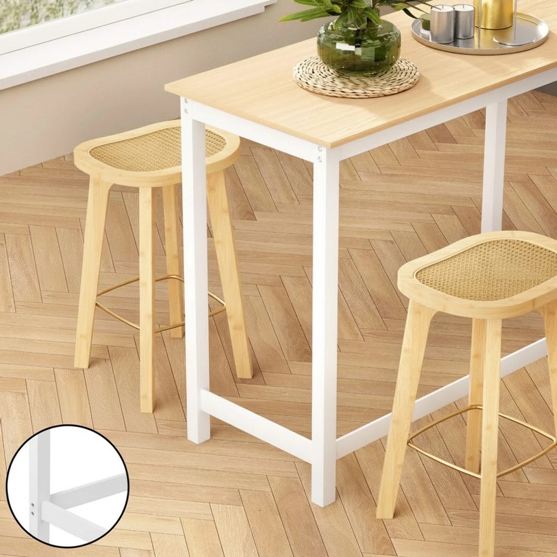 6 Artiss Bar Table and Stools Set Dining Desk Kitchen Chairs Cafe - Multi, 6 of 8
