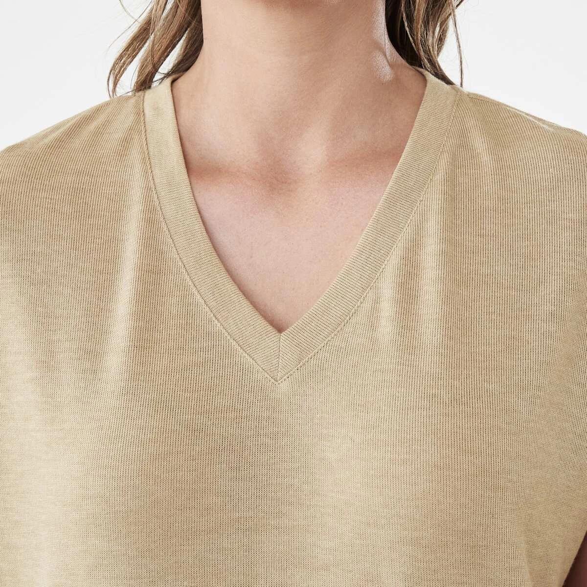 5 Short Sleeve Warm Handle V-Neck Top Sand Mrl, 5 of 6