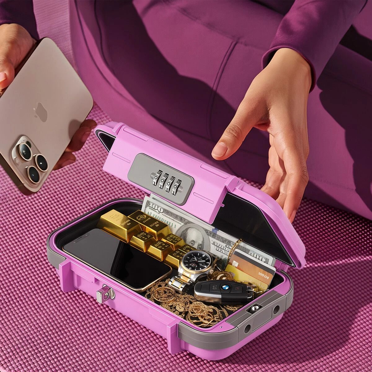 2 AUSWAY Portable Safe Lock Box Personal Beach Security Case Travel Combination, 2 of 3
