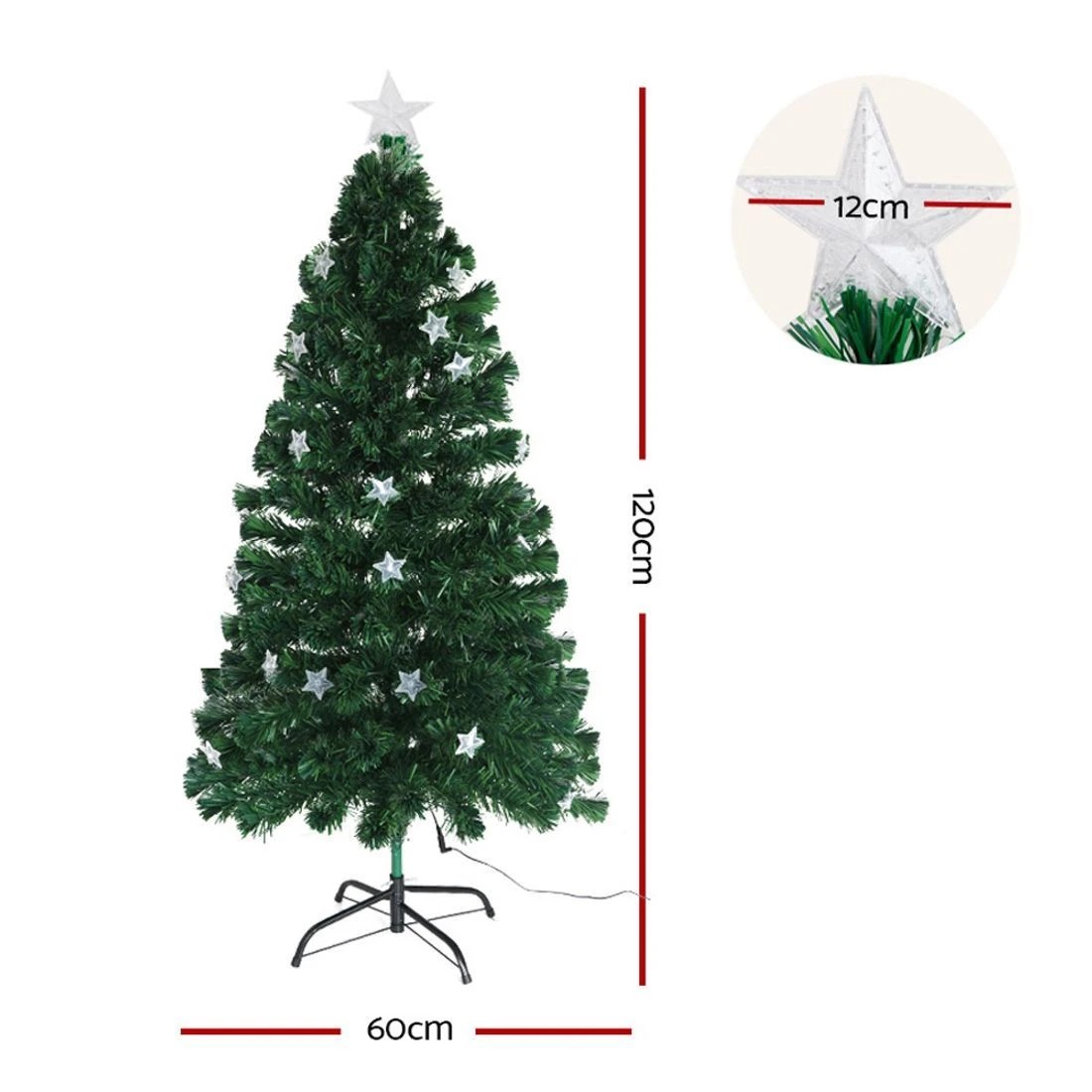 3 Jingle Jollys 1.2m Christmas Tree Optic Fibre LED Xmas tree Colour - Green, 3 of 8
