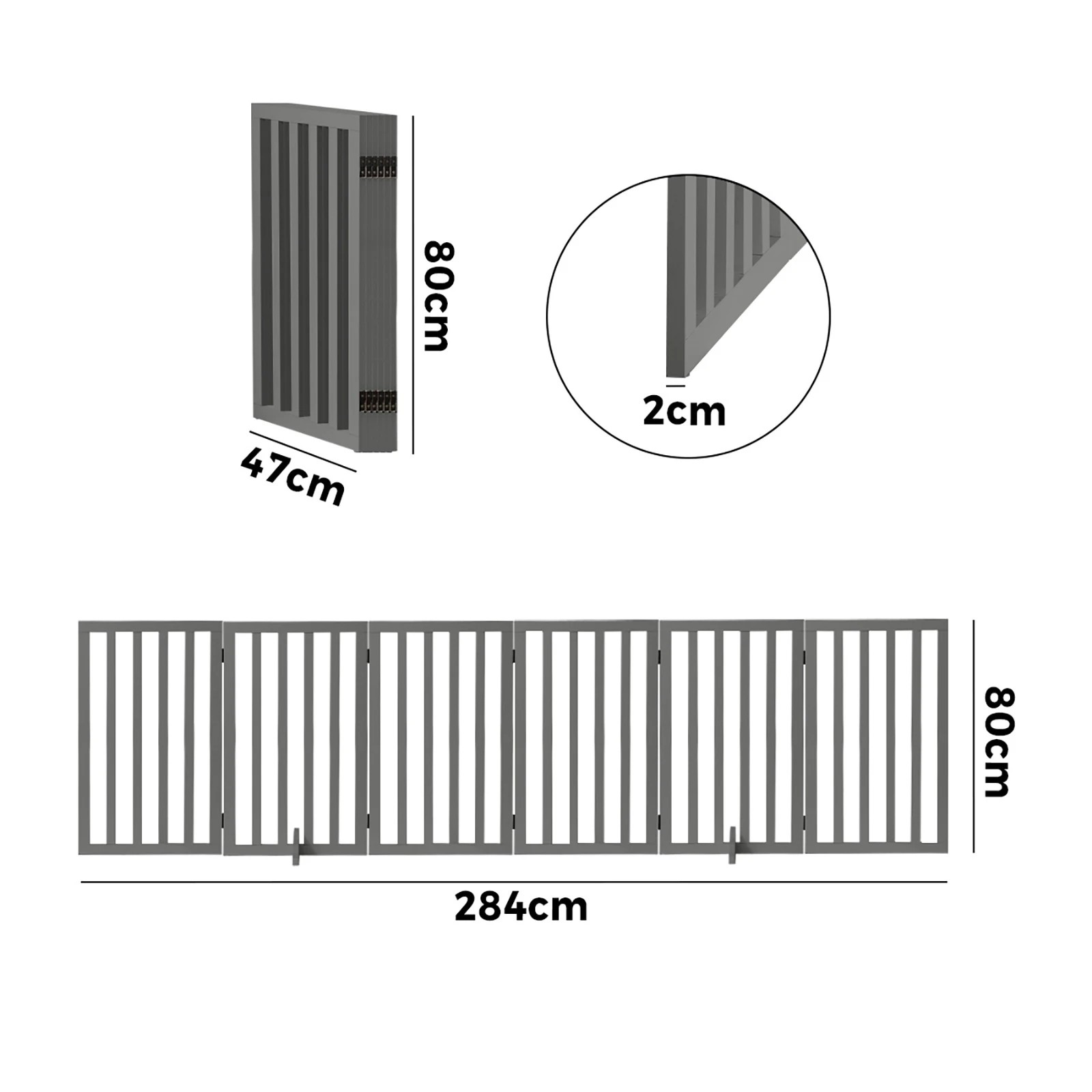 10 Alopet Wooden Pet Gate Dog Fence Grey Safety Stair Barrier Security Door 80cm - Grey, 10 of 10