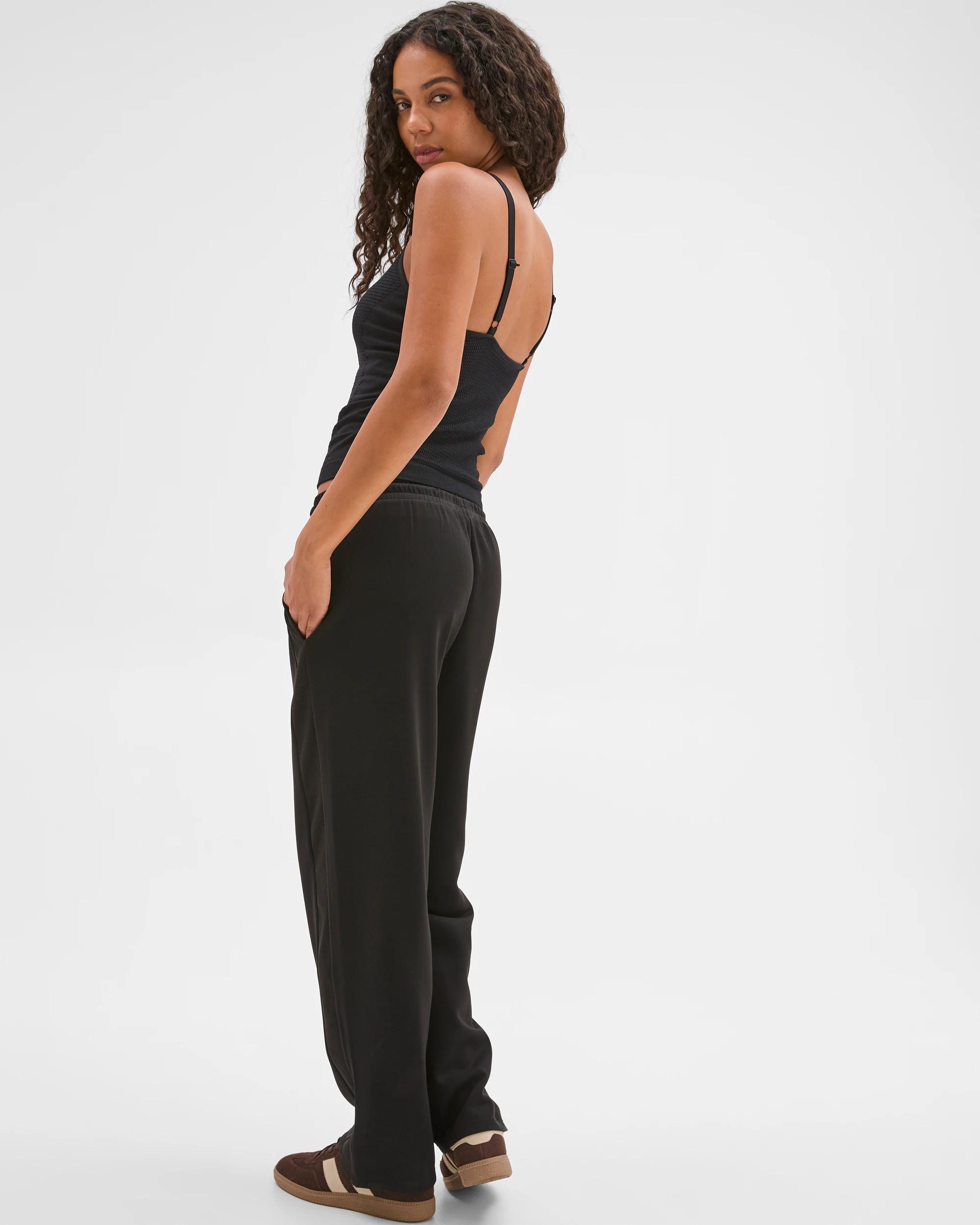 6 Target Active Movement Wide Leg Knit Panel Pants BLACK, 6 of 7