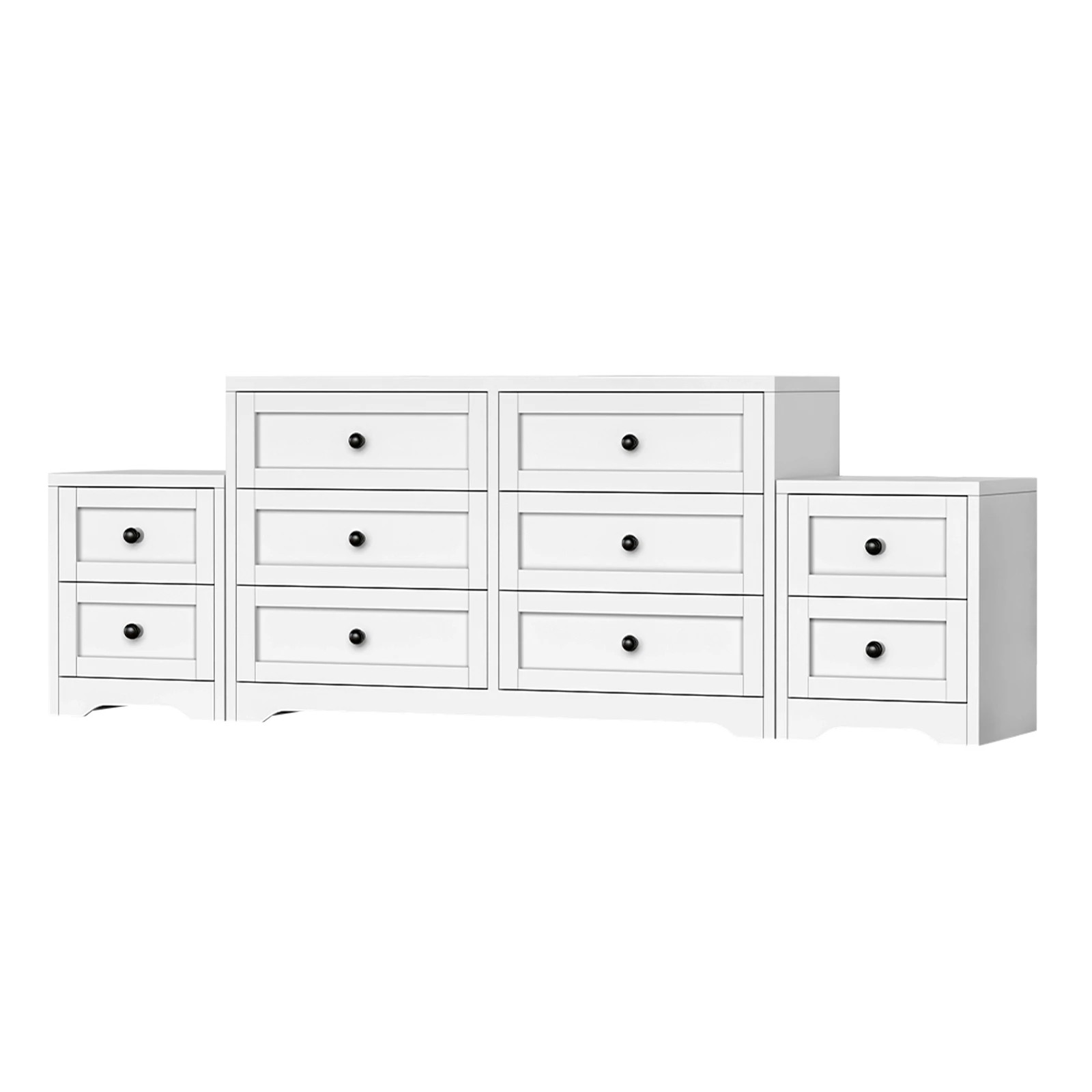 1 Alfordson 6 Chest of Drawers Bedside Table Hamptons Bedroom Storage Cabinet - White, 1 of 10