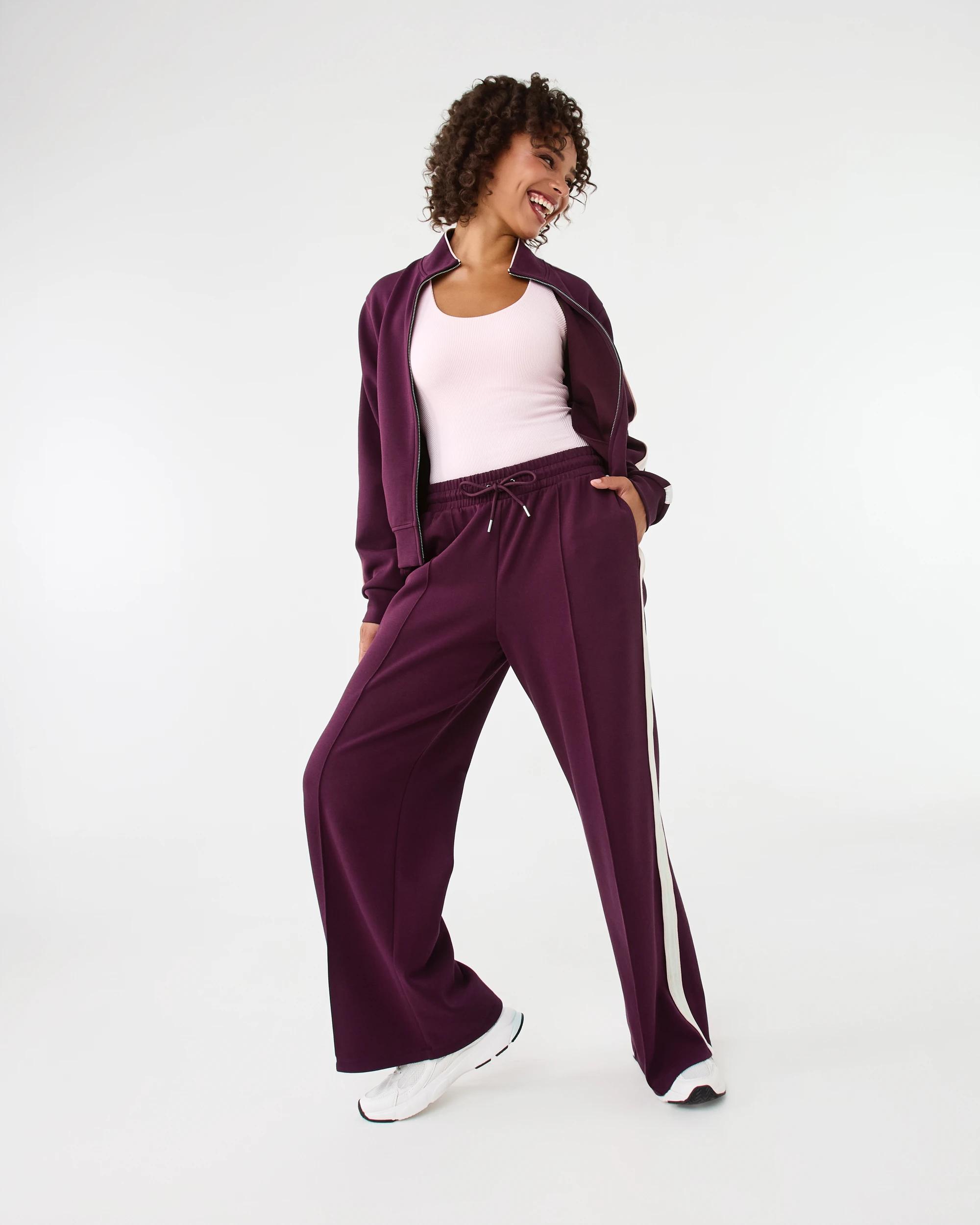 2 Active Womens Retro Wide Leg Trackpants Royal Burg, 2 of 8