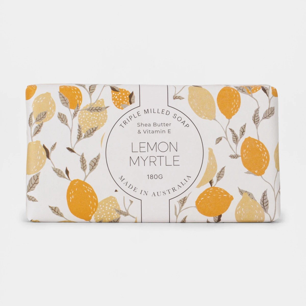 1 Lemon Myrtle Triple Milled Bar Soap 180g -  Shea Butter & Vitamin E, 1 of 3