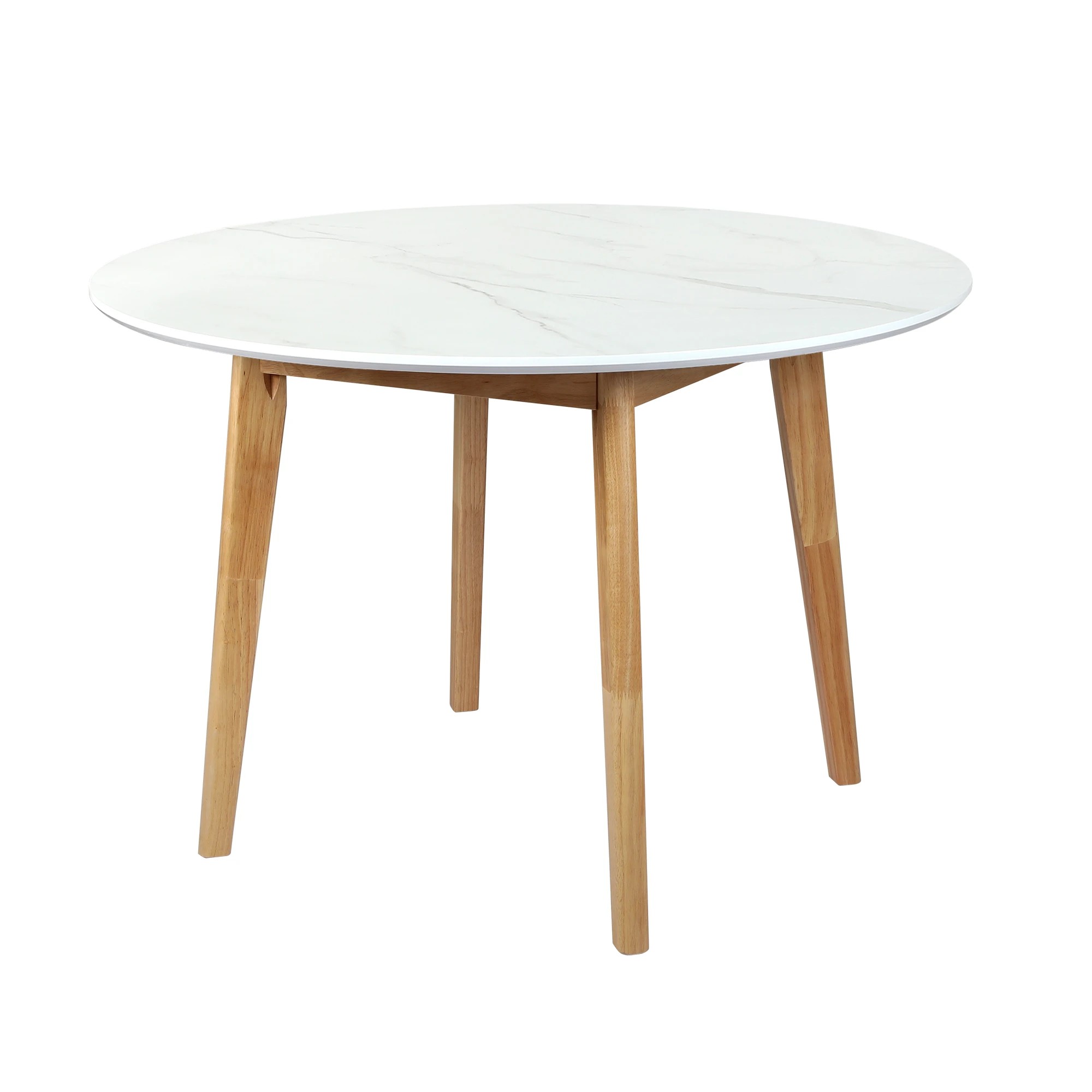 1 Levede Dining Table Round Rubberwood Base Kitchen Cafe Restaurant White 120cm, 1 of 7