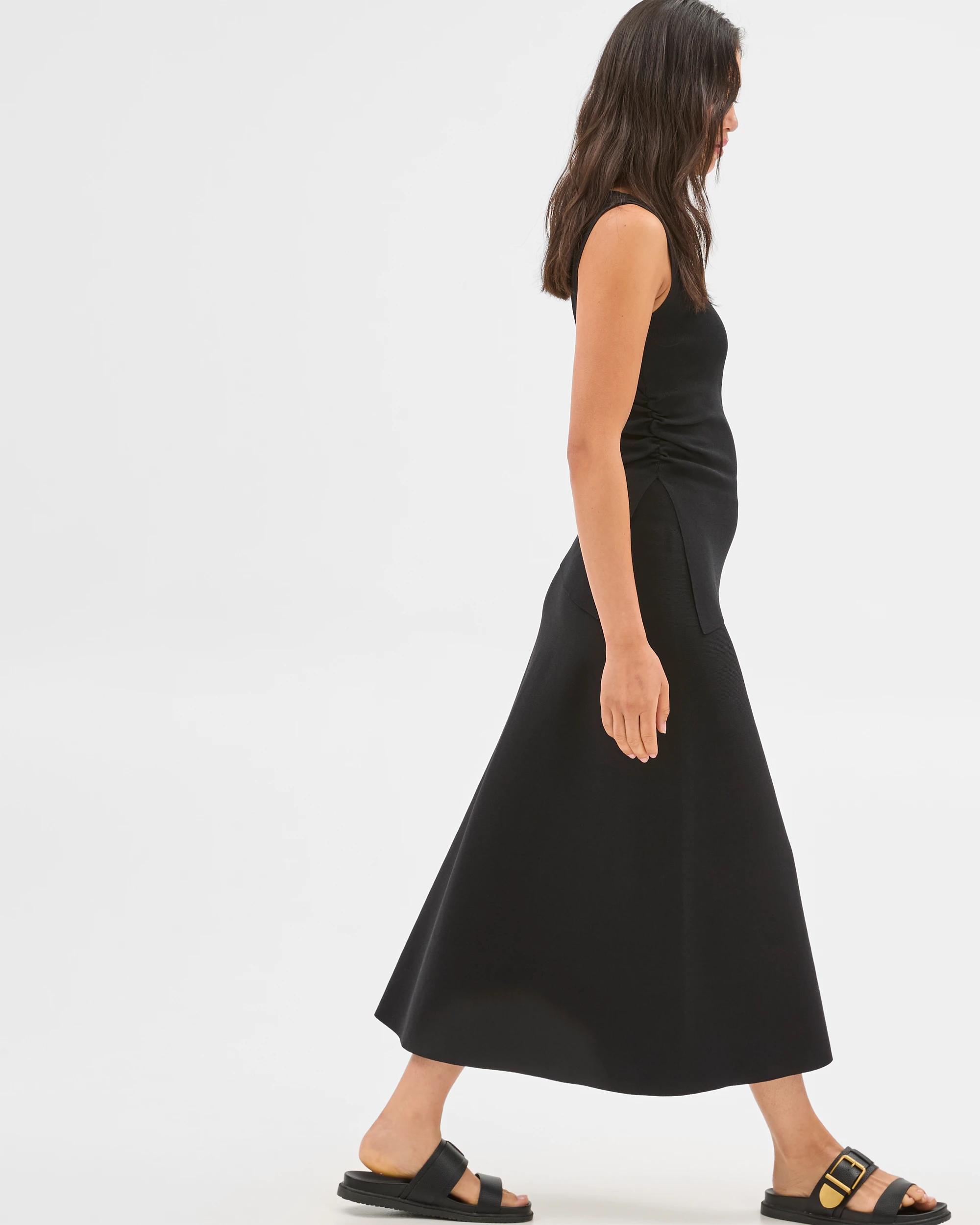 3 Crepe Knit Midi Skirt - Preview BLACK, 3 of 6