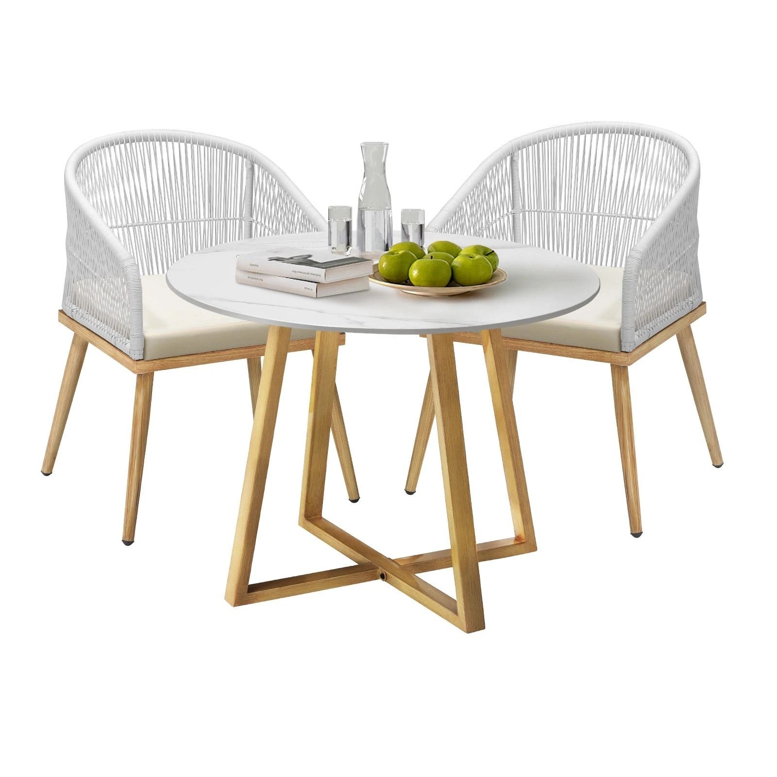 1 Livsip 3 Piece Outdoor Dining Setting Table Lounge Chairs Patio Furniture Set
 - Multi, 1 of 10