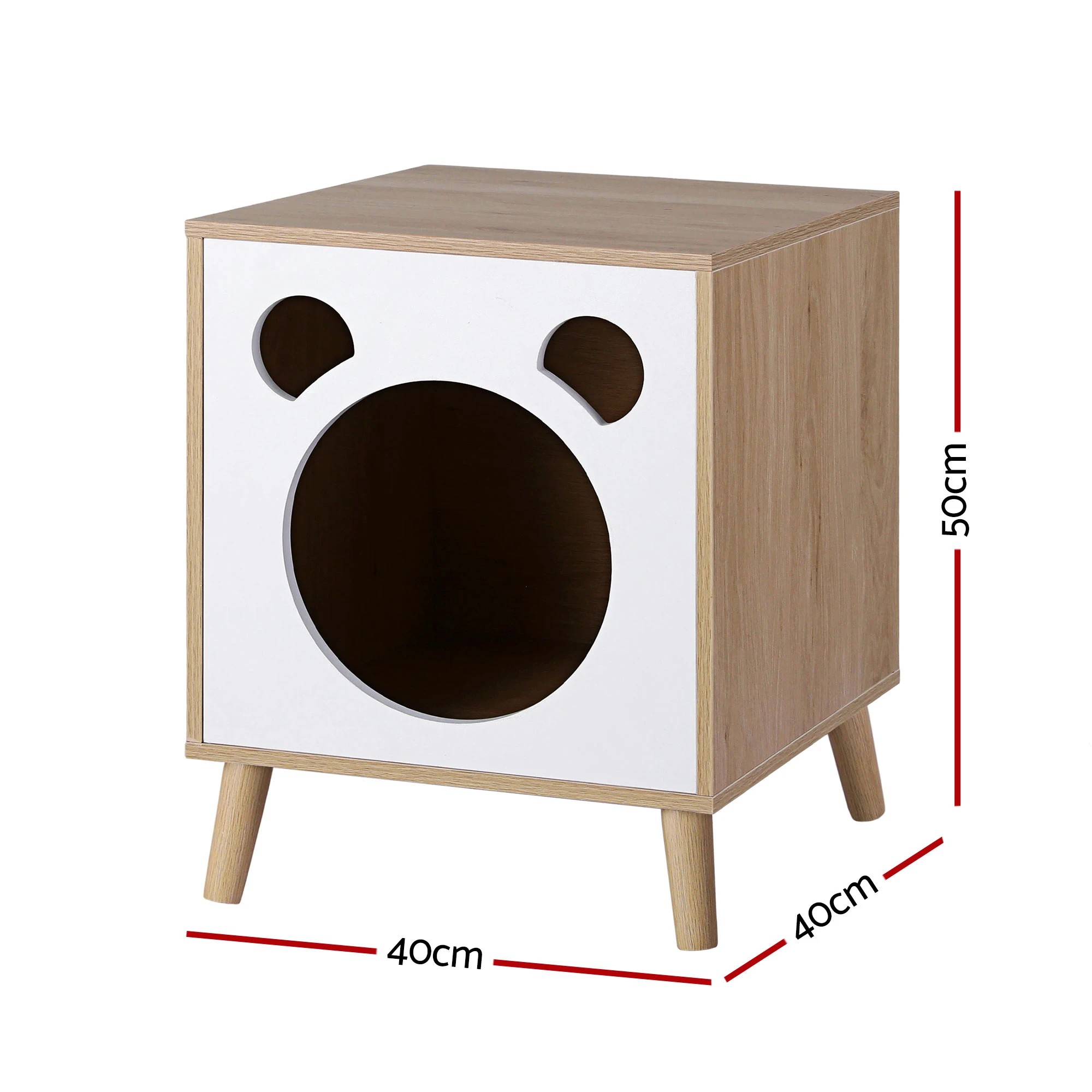 2 Artiss Cat Nest Bedside Table Solid Wood - Natural, 2 of 7