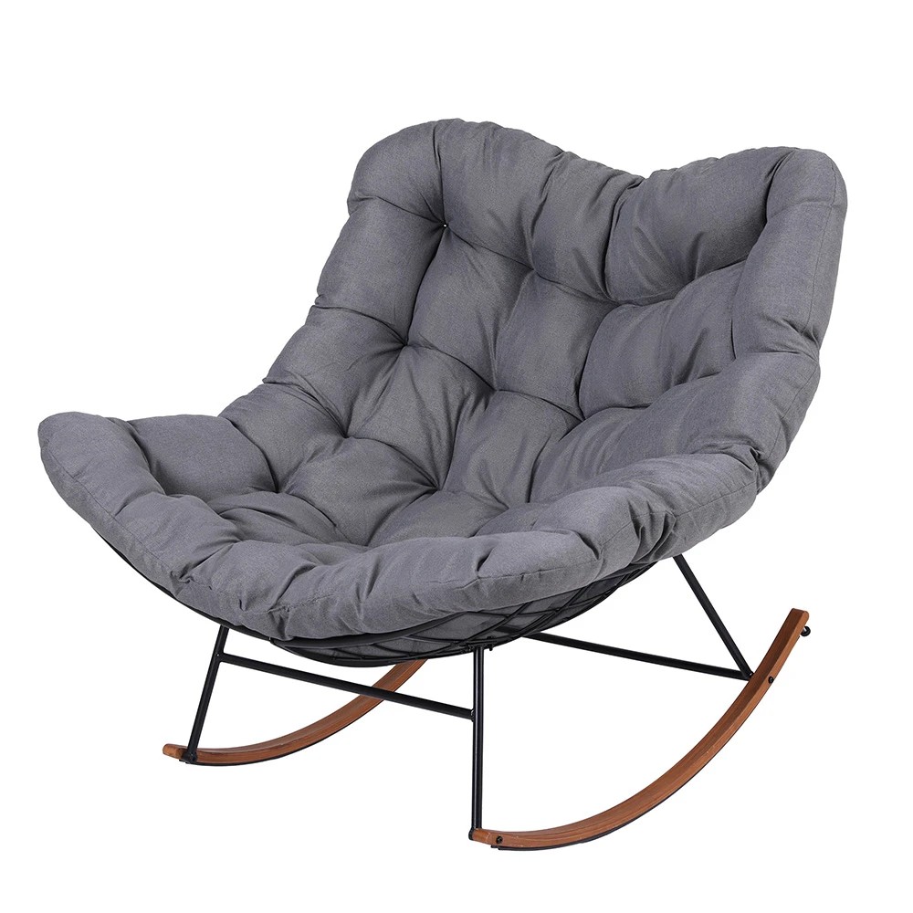 1 Gardeon Outdoor Rocking Chair Furniture Papasan Recliner Garden Patio Lounge Setting - Grey, 1 of 6