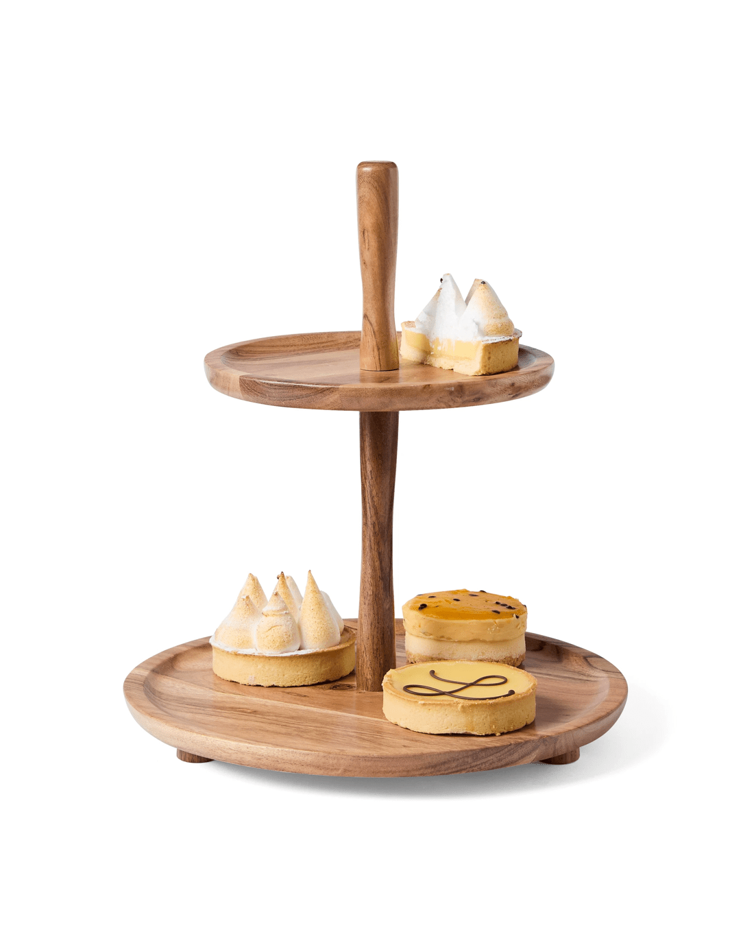 1 2 Tier Acacia Cake Stand - Brown, 1 of 8