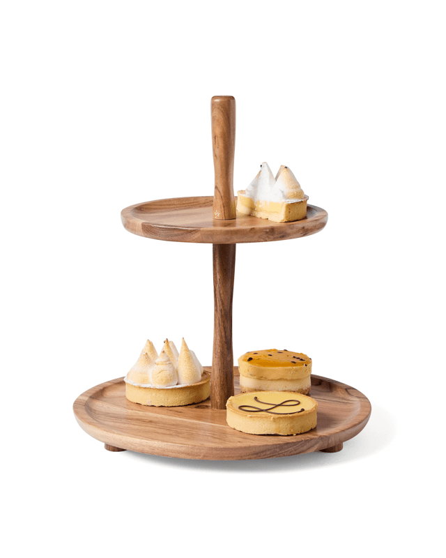 2 Tier Acacia Cake Stand - B