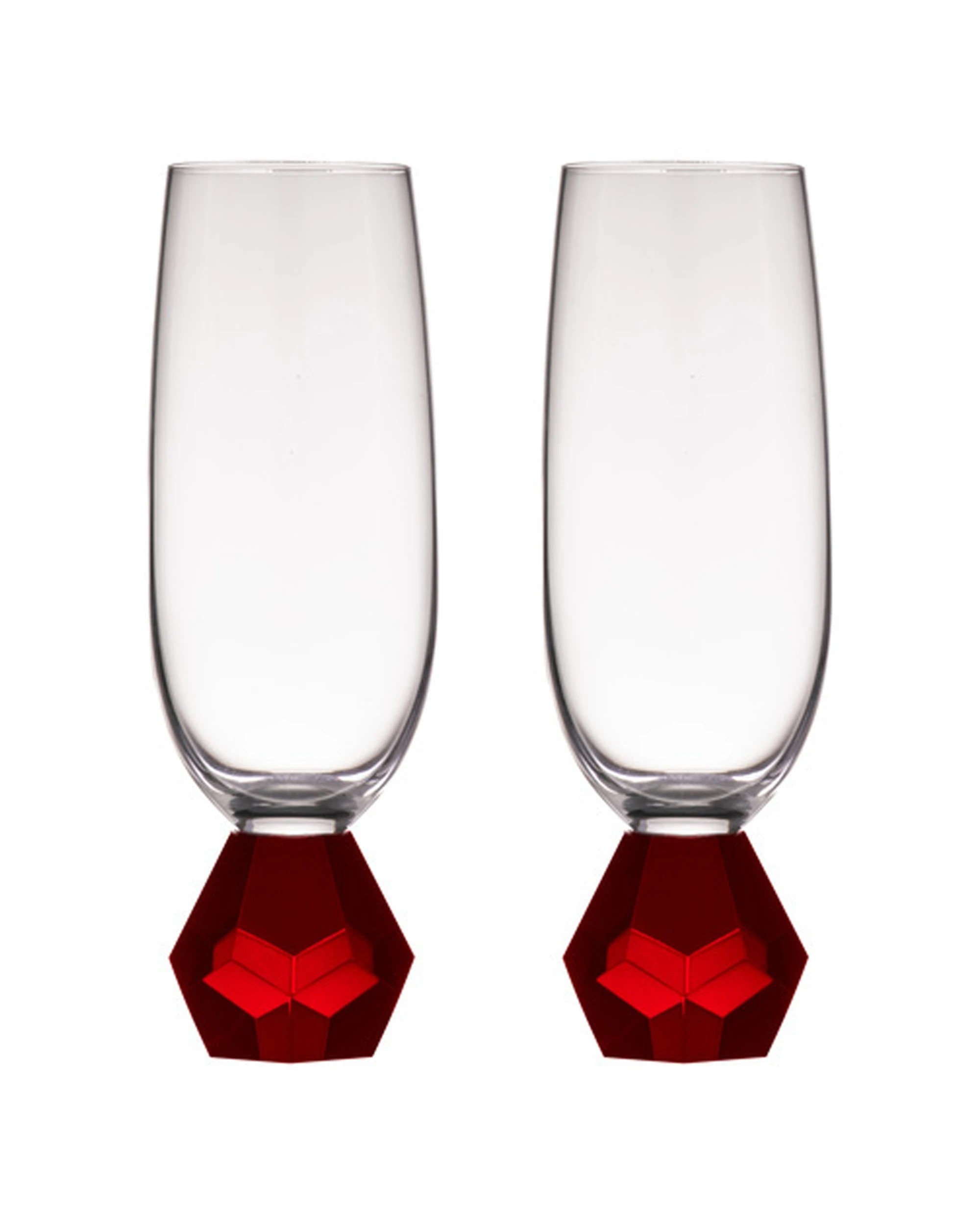 1 Ladelle 2PK Zhara Crystal Champagne Glass 200ml - Red, 1 of 1