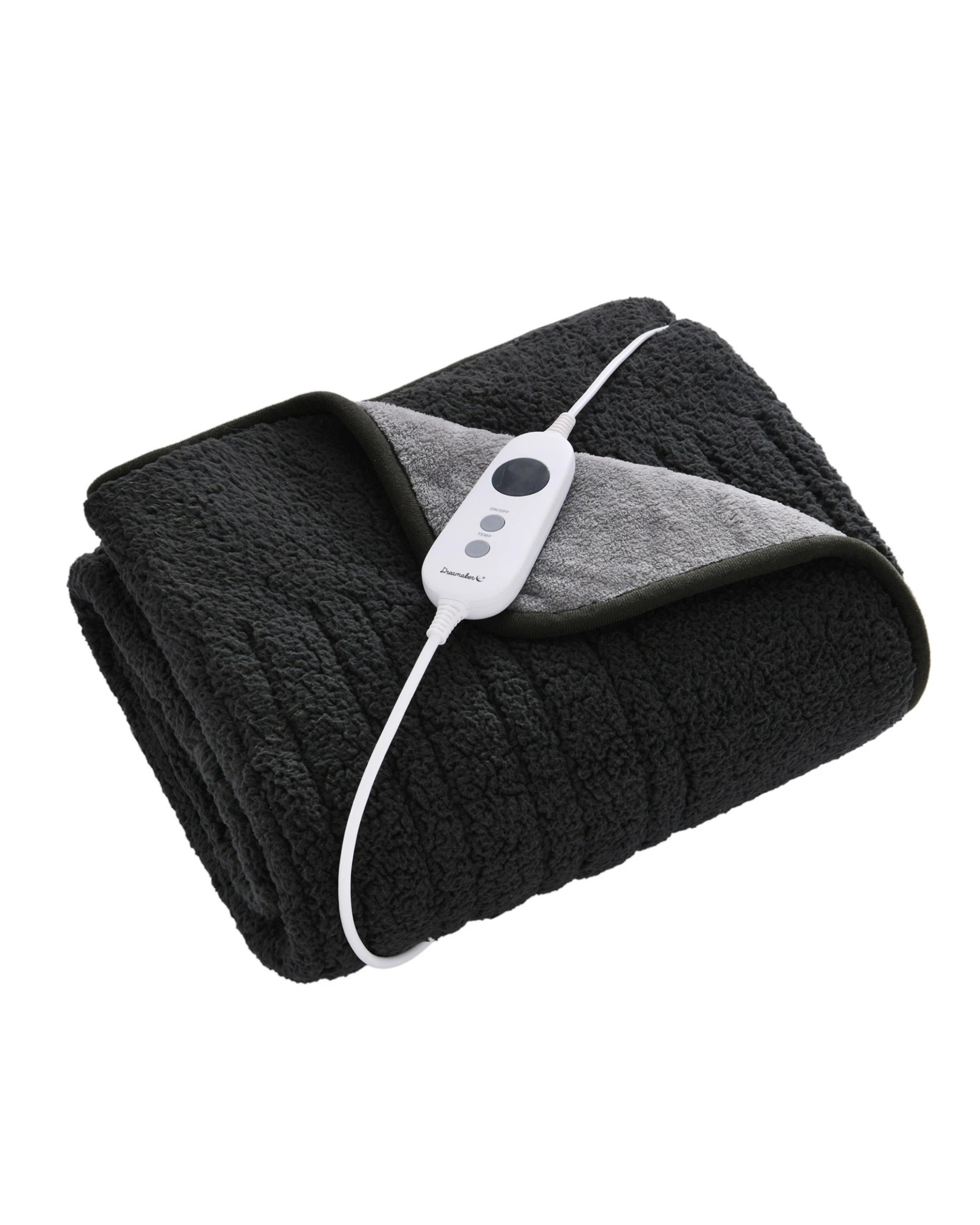 2 Dreamaker Eve Reversible Sherpa & Coral Fleece Heated Throw 180x200cm - Charcoal and Grey, 2 of 8