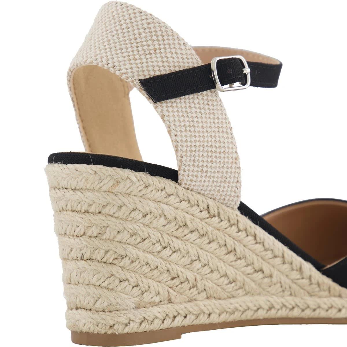 5 Casual Espadrille Closed Toe Wedge Heels Black, 5 of 5