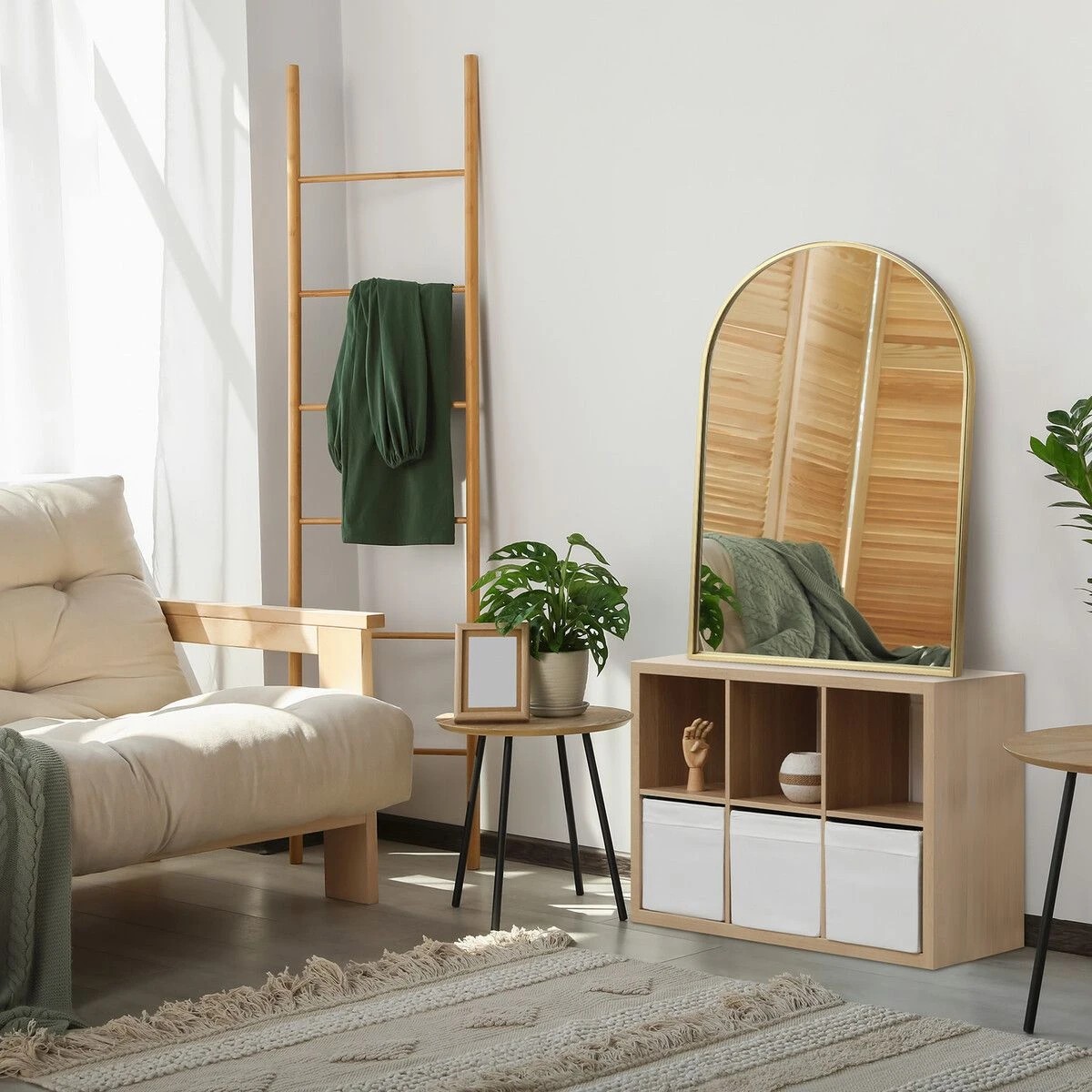 6 LUXSUITE Large Gold Framed Arch Mirror, 6 of 7