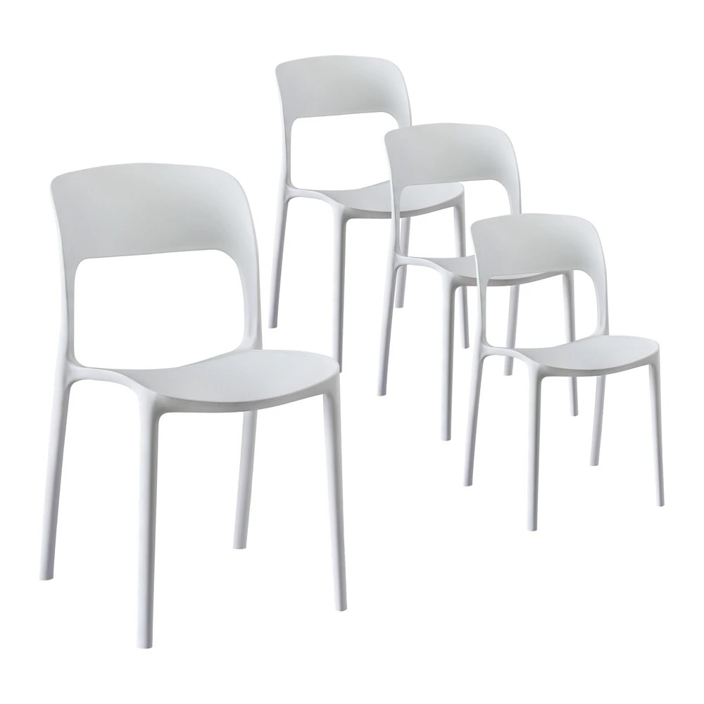 1 Gardeon 4PC Outdoor Dining Chairs Stackable PP Patio Chair Garden Furniture - White, 1 of 5