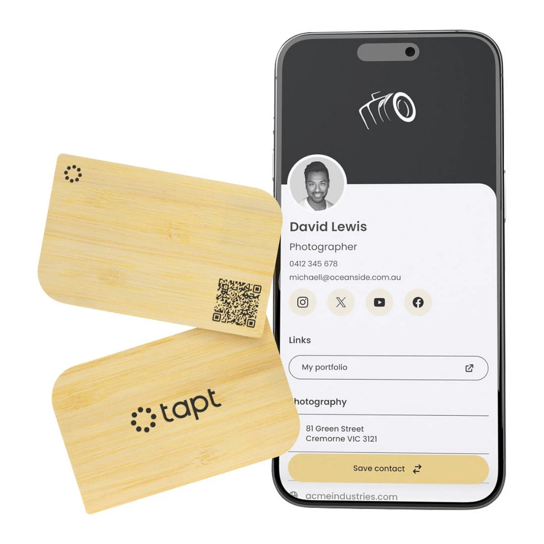 Tapt Lite Digital Business Card Bamboo - Kmart