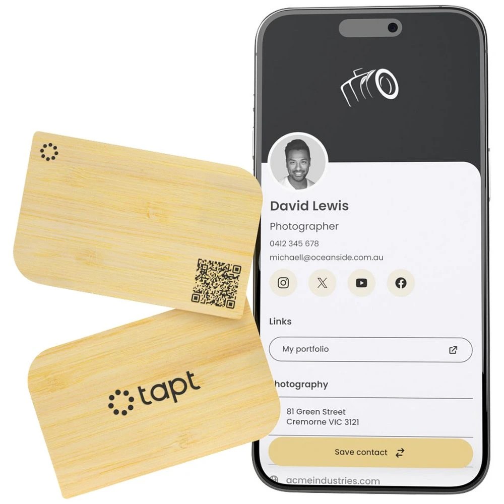1 Tapt Lite Digital Business Card Bamboo, 1 of 2