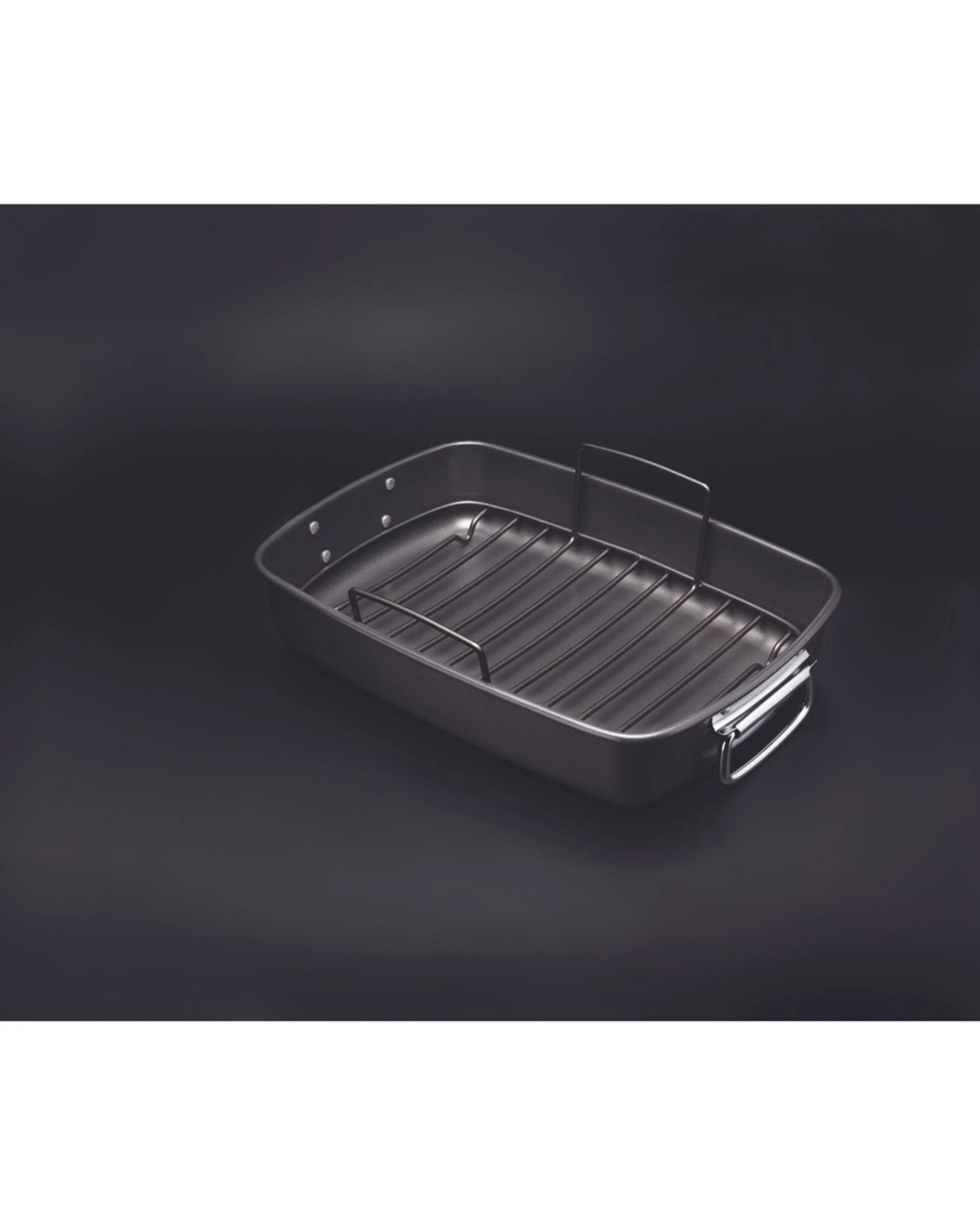 4 MasterCraft 40x28cm Heavy Base Non-Stick Roaster With Removable Roasting Rack - Black, 4 of 8