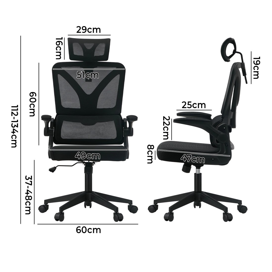 10 Oikiture Mesh Office Chair D-shape
 - Black, 10 of 10