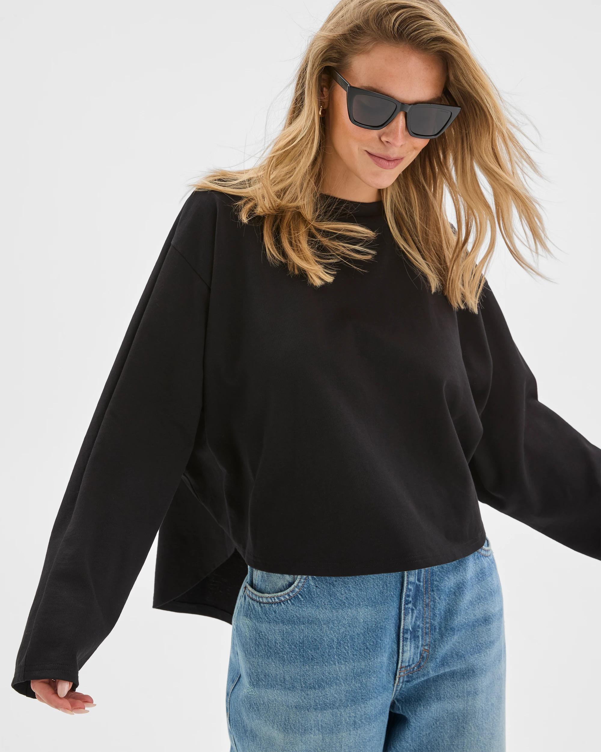 3 Lily Loves Australian Cotton Dolman Sleeve T-Shirt BLACK, 3 of 7