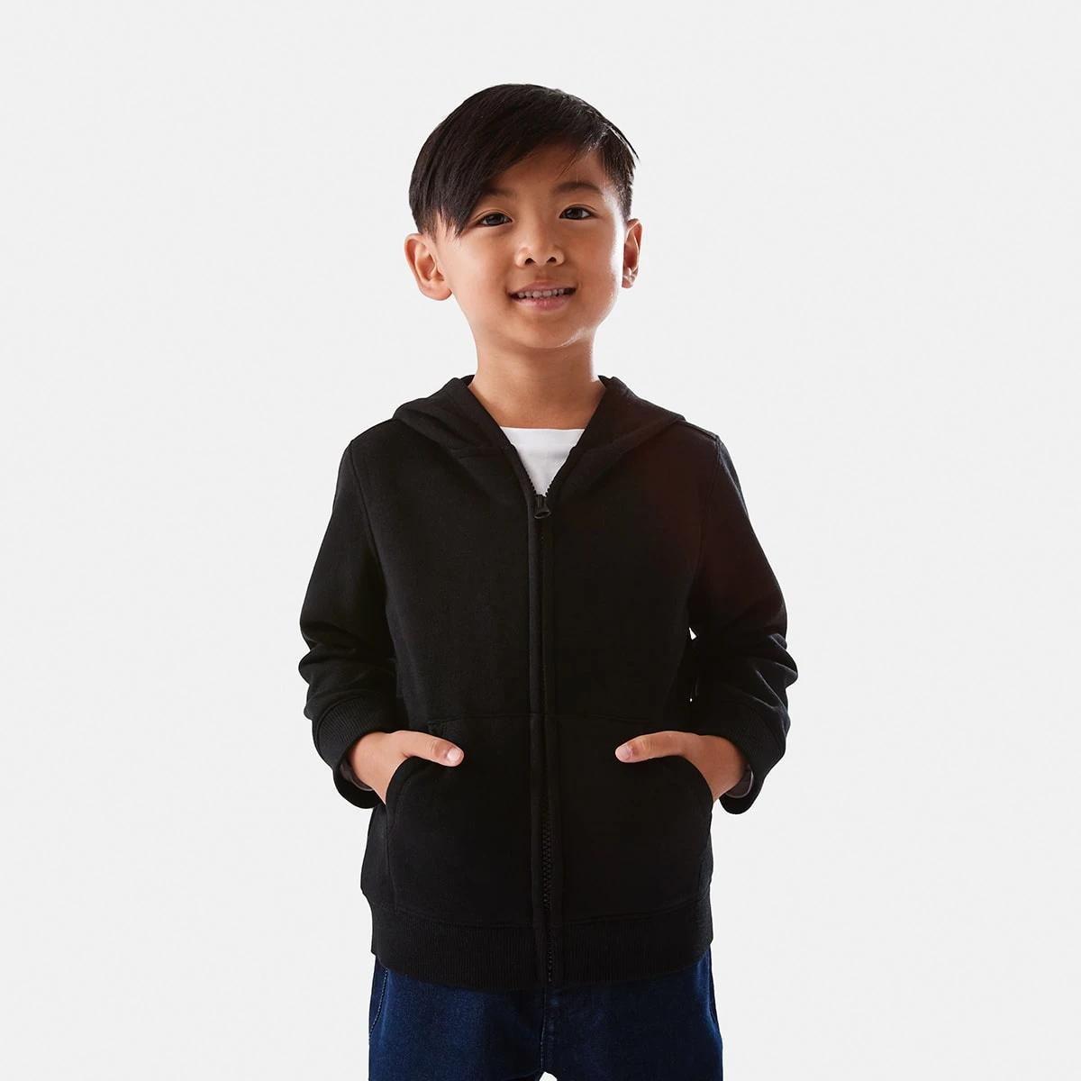 2 Plain Zip Through Hoodie Black, 2 of 9