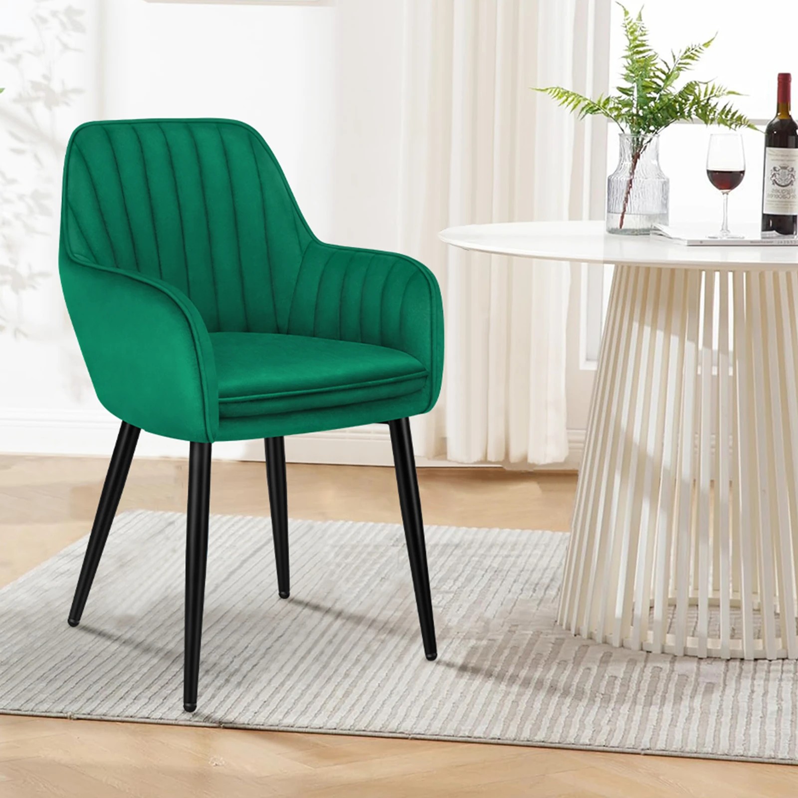 3 Alfordson 4x Dining Chair Armchair Kitchen Lounge Padded Seat Sofa Velvet - Green, 3 of 10