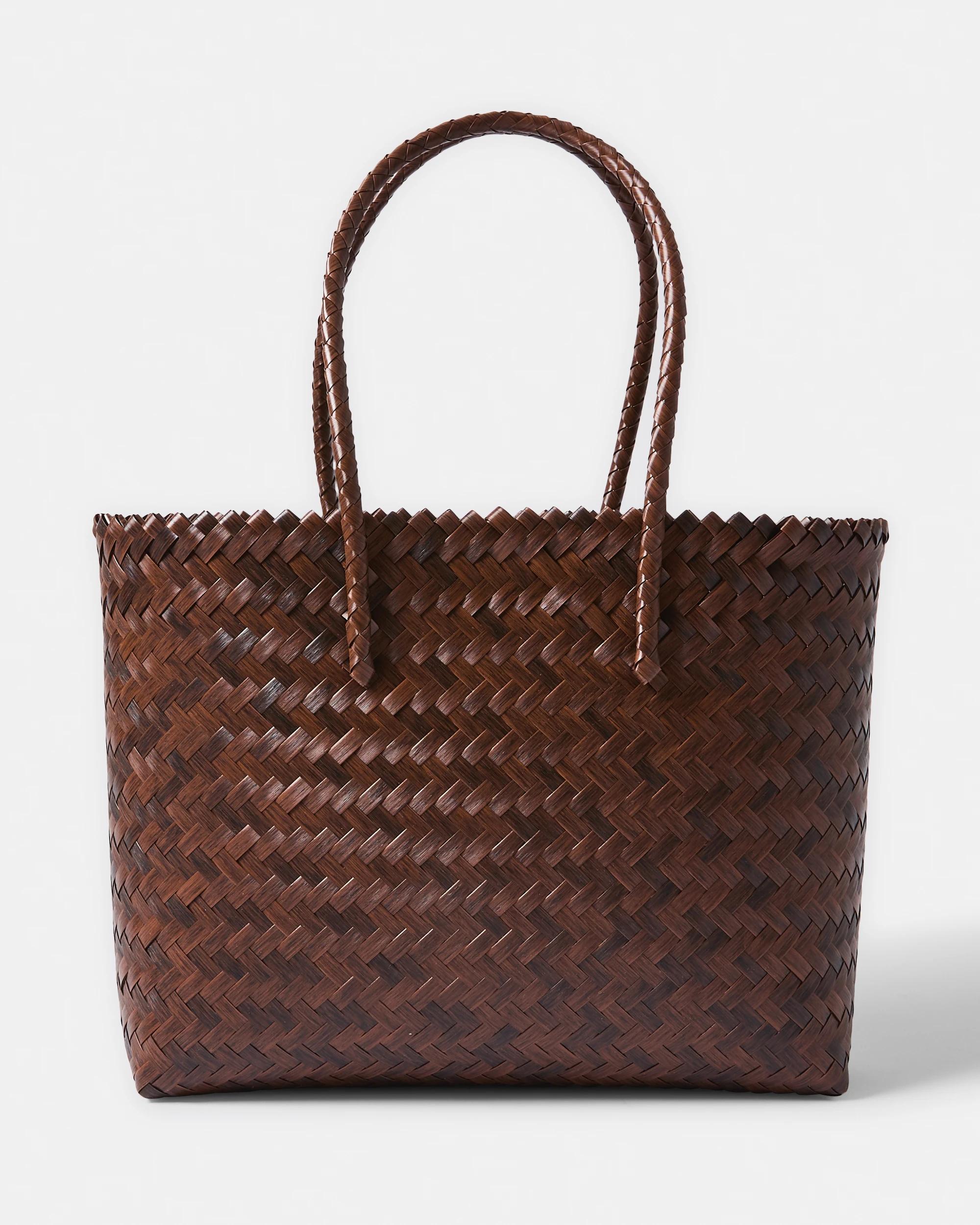 1 Basket Weave Tote Bag Chocolate, 1 of 5
