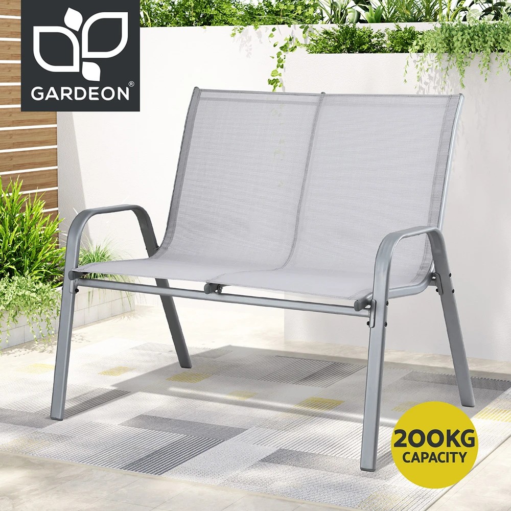1 Gardeon Garden Bench Seat Steel Outdoor Patio Park Lounge Backyard Chair - Grey, 1 of 7