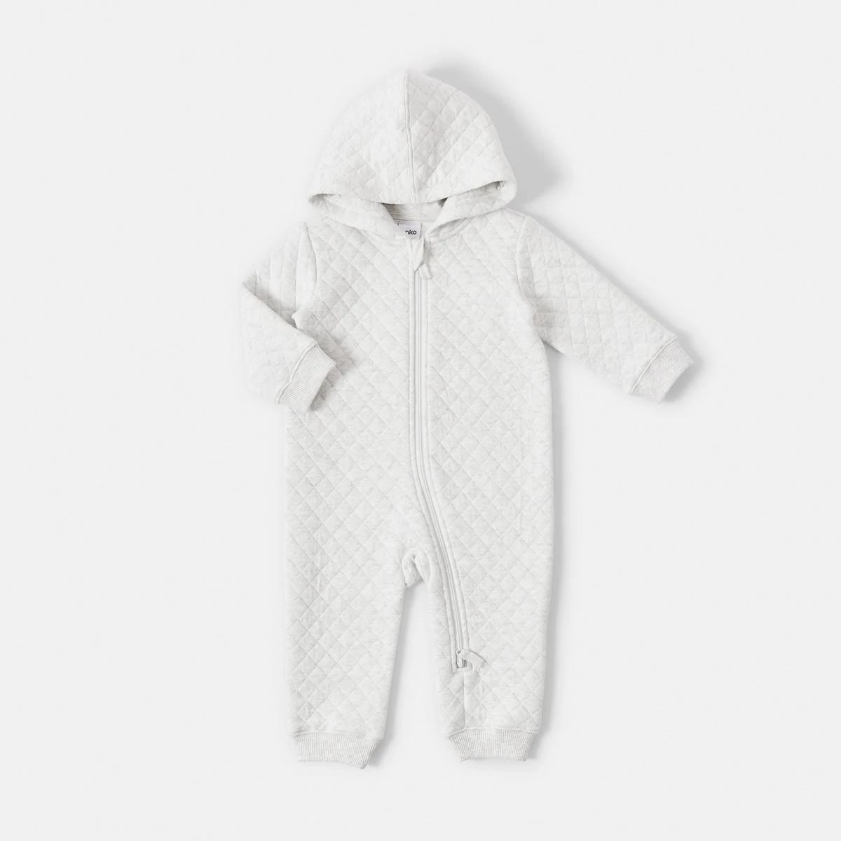 1 Quilted Pramsuit Wht Marle, 1 of 3