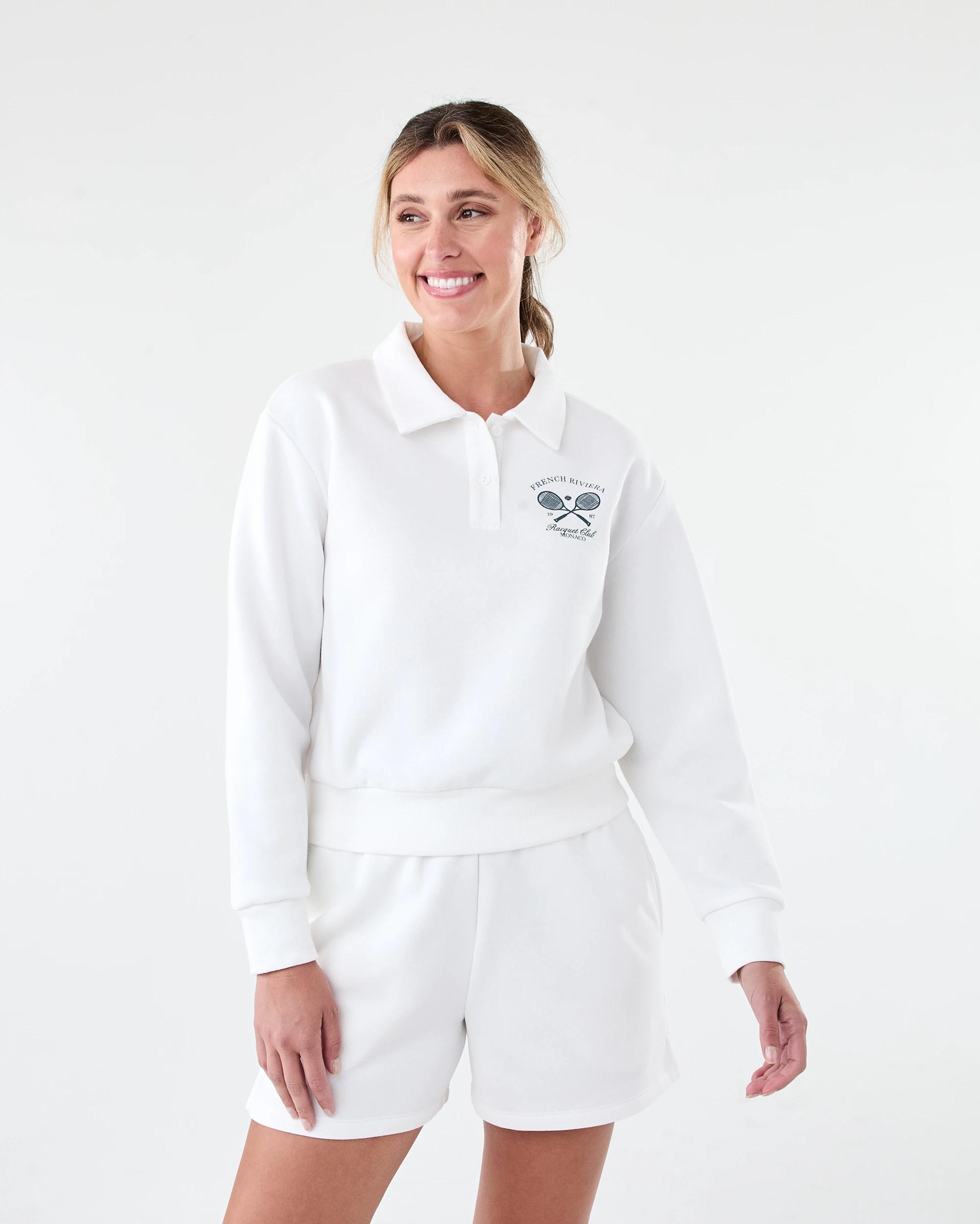 1 Polo Collar Print Sweatshirt Tennis Cld, 1 of 8