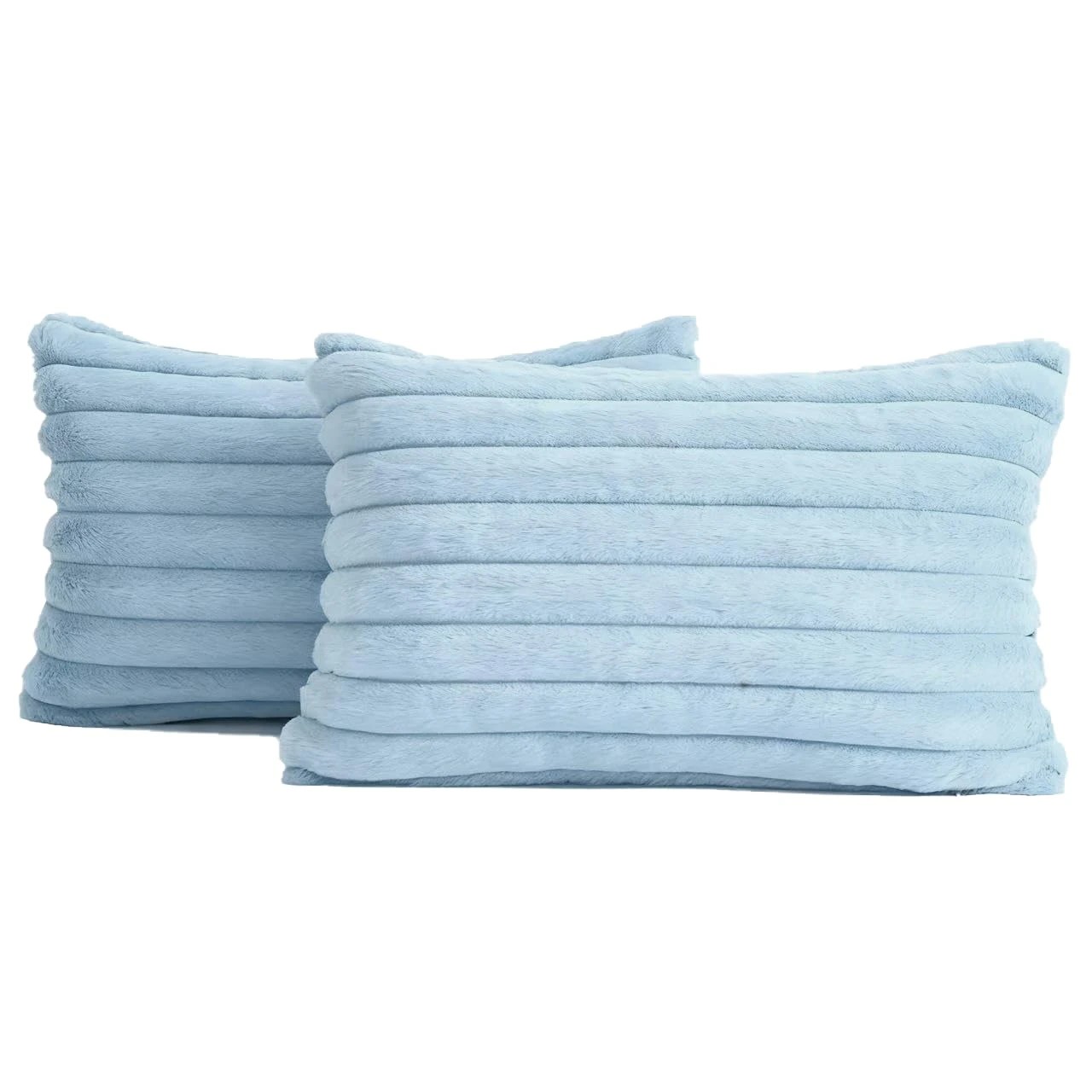 2 Gioia Casa 2-Pack Faux Fur Cushion Covers Soft 30x50cm - Sky, 2 of 3