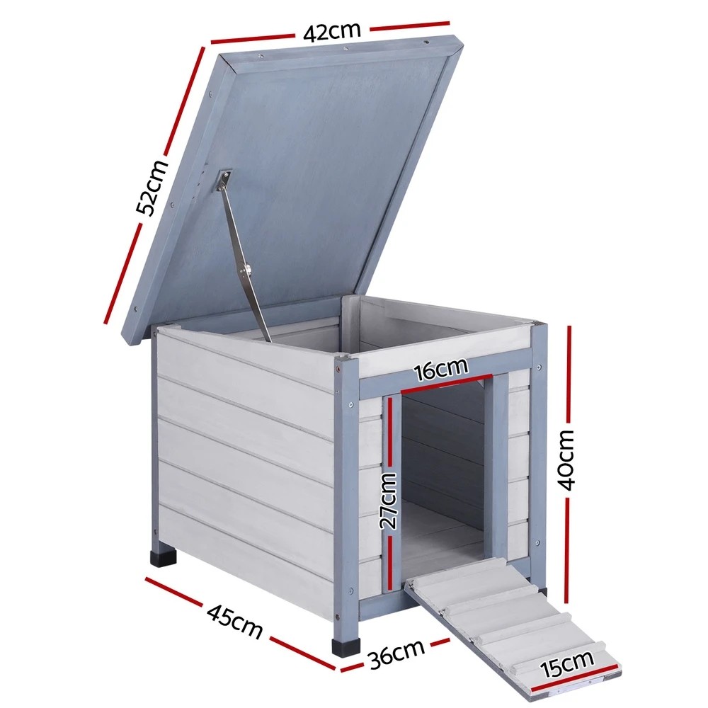 2 i.Pet Rabbit Hutch Outdoor Cat House Wooden Shelter Condo Small Enclosure - Multi, 2 of 6