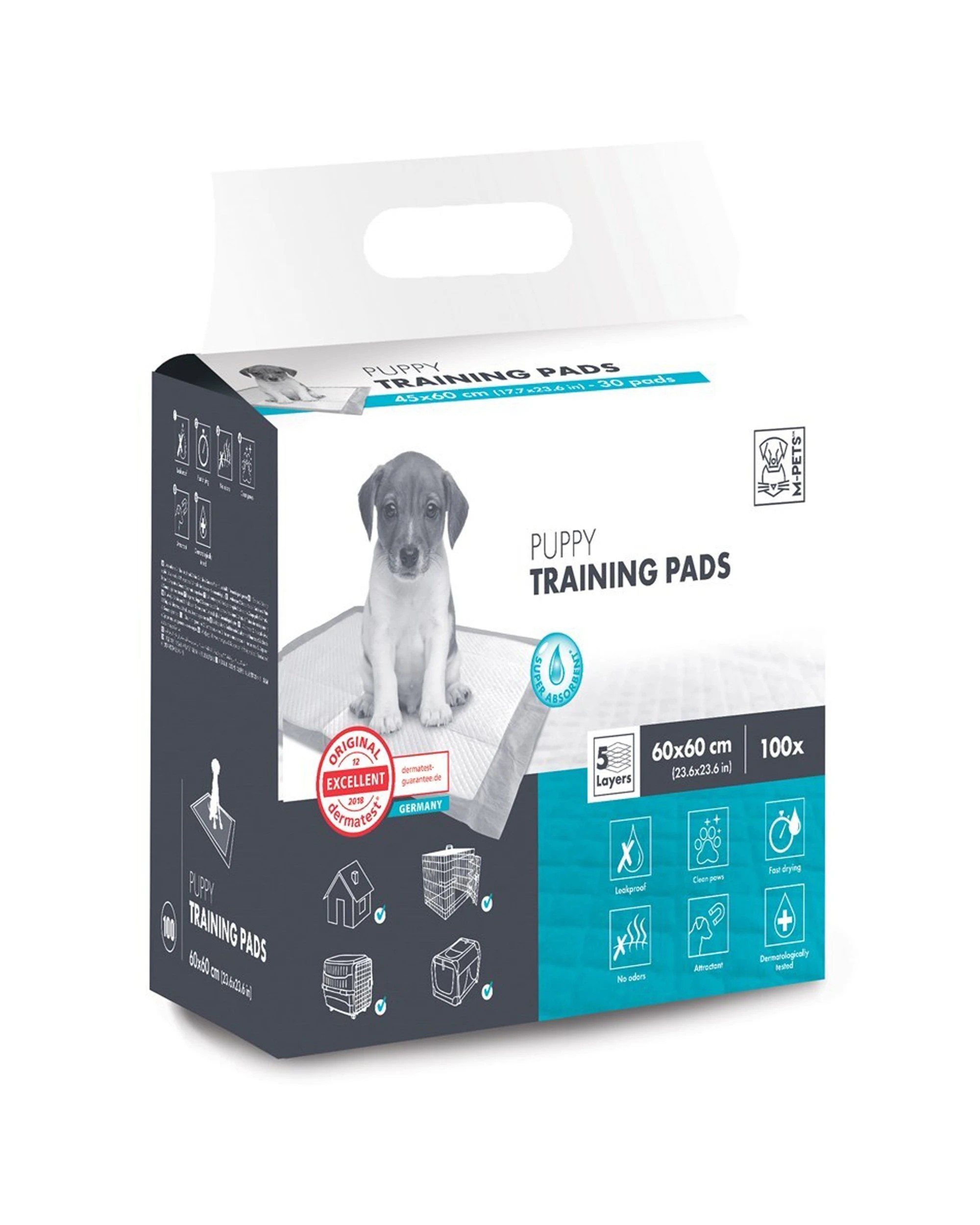 2 M-pets 100pc 60cm Puppy Senior Dog Carbon Training Pads Fast Drying Pee Mat
 - White, 2 of 3