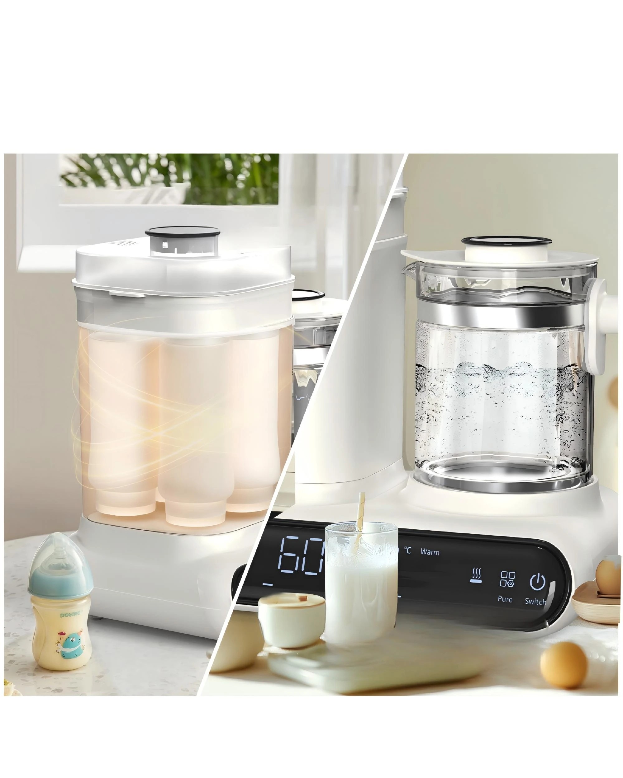 7 Advwin 10 In 1 Baby Water Kettle For Formula, Baby Bottle Warmer, Steamer& Dryer, Breastmilk Warmer Glass Water Boiler, 7 of 7