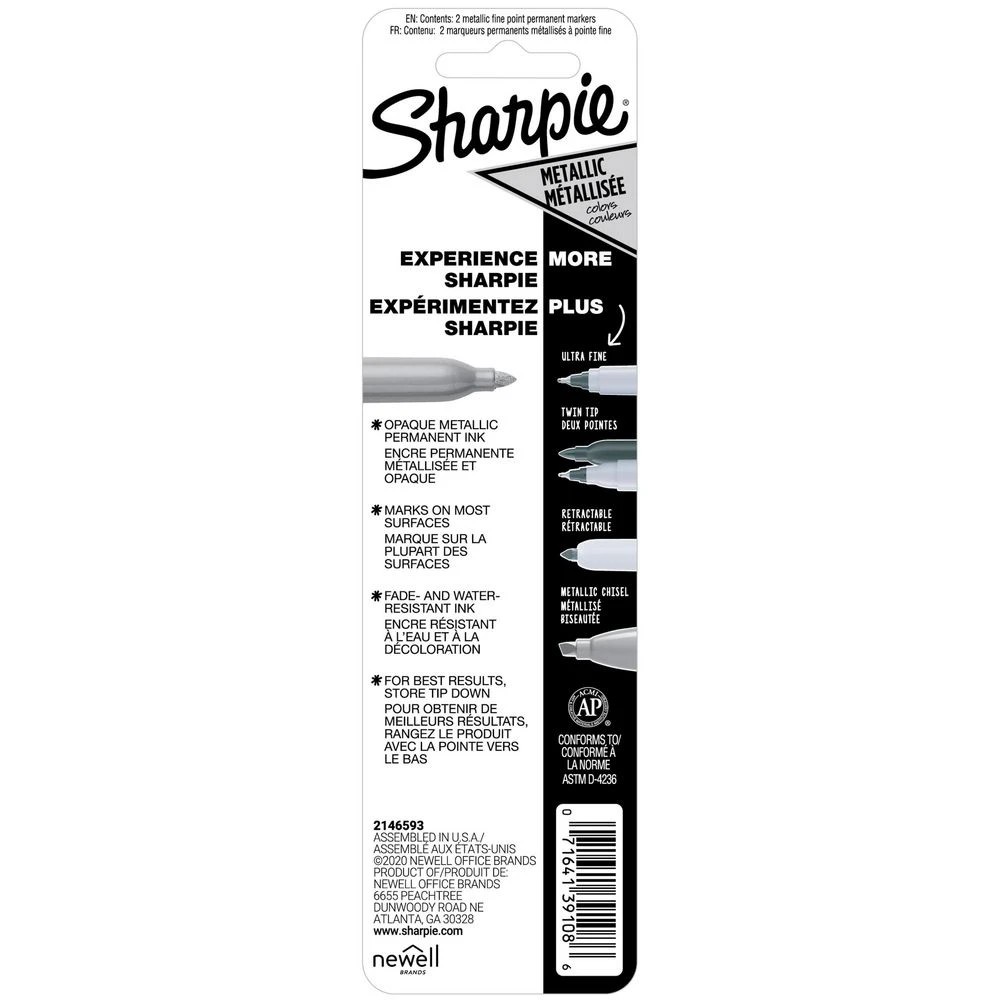 10 Sharpie Fine Permanent Marker Metallic Silver 2 Pack, 10 of 10