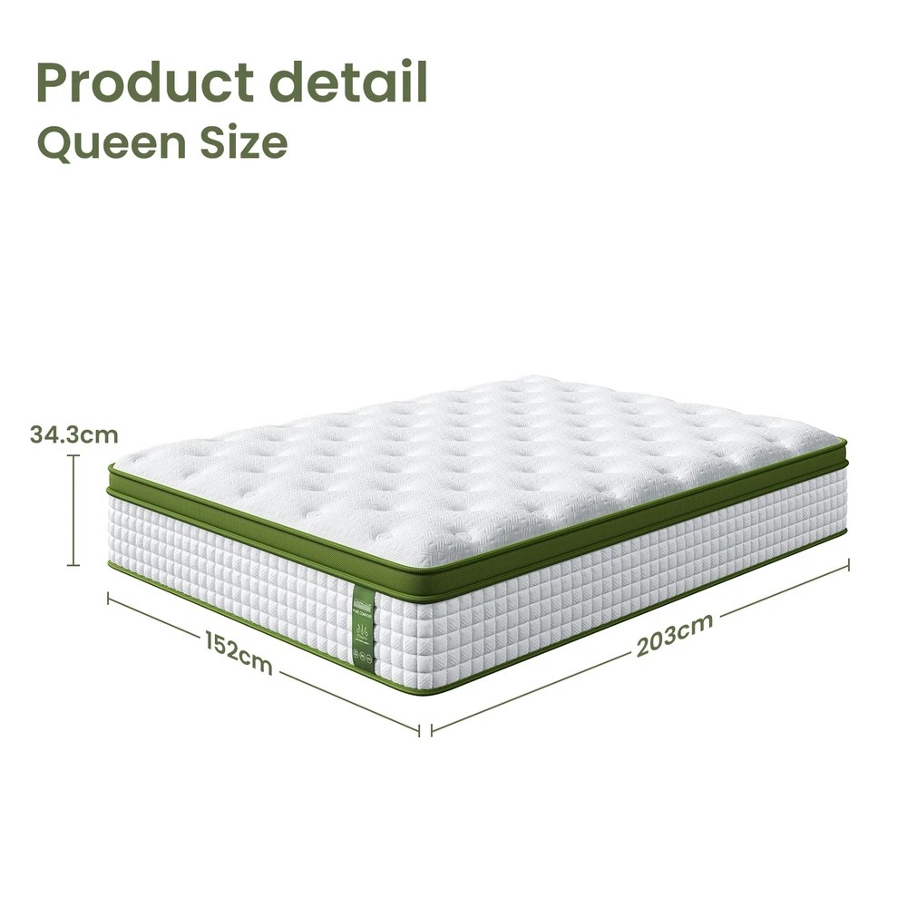 3 BedStory Queen Mattress 34cm Medium  Hybrid Mattress for Pressure Relief Motion Isolation - Queen Bed - White, 3 of 10