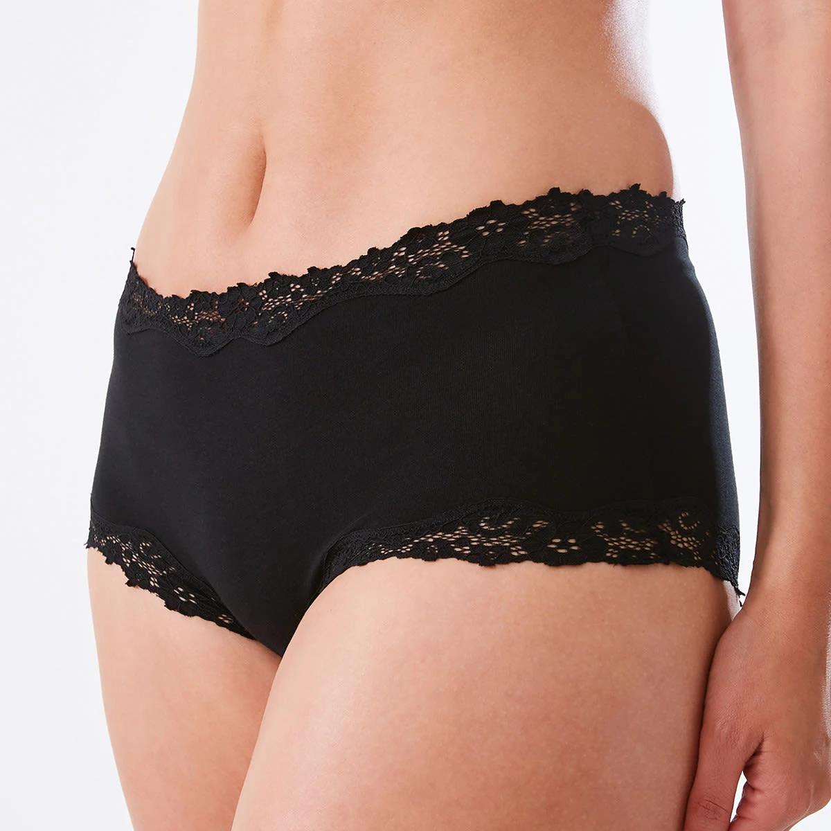 6 3 Pack Cotton Lace Trim Full Briefs Sc Lf Bk, 6 of 8