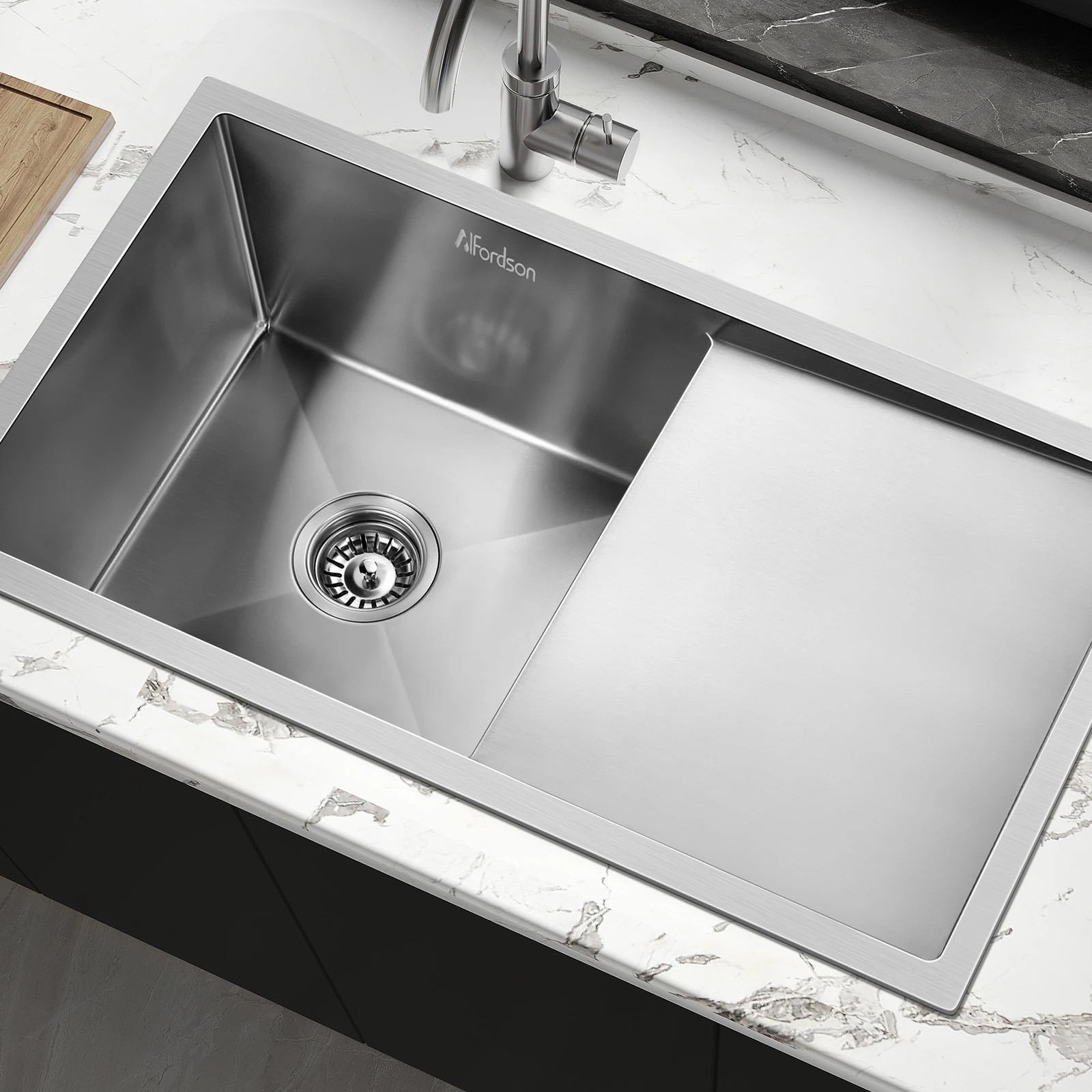 2 Alfordson Kitchen Sink Stainless Steel 87X45CM - Silver, 2 of 8