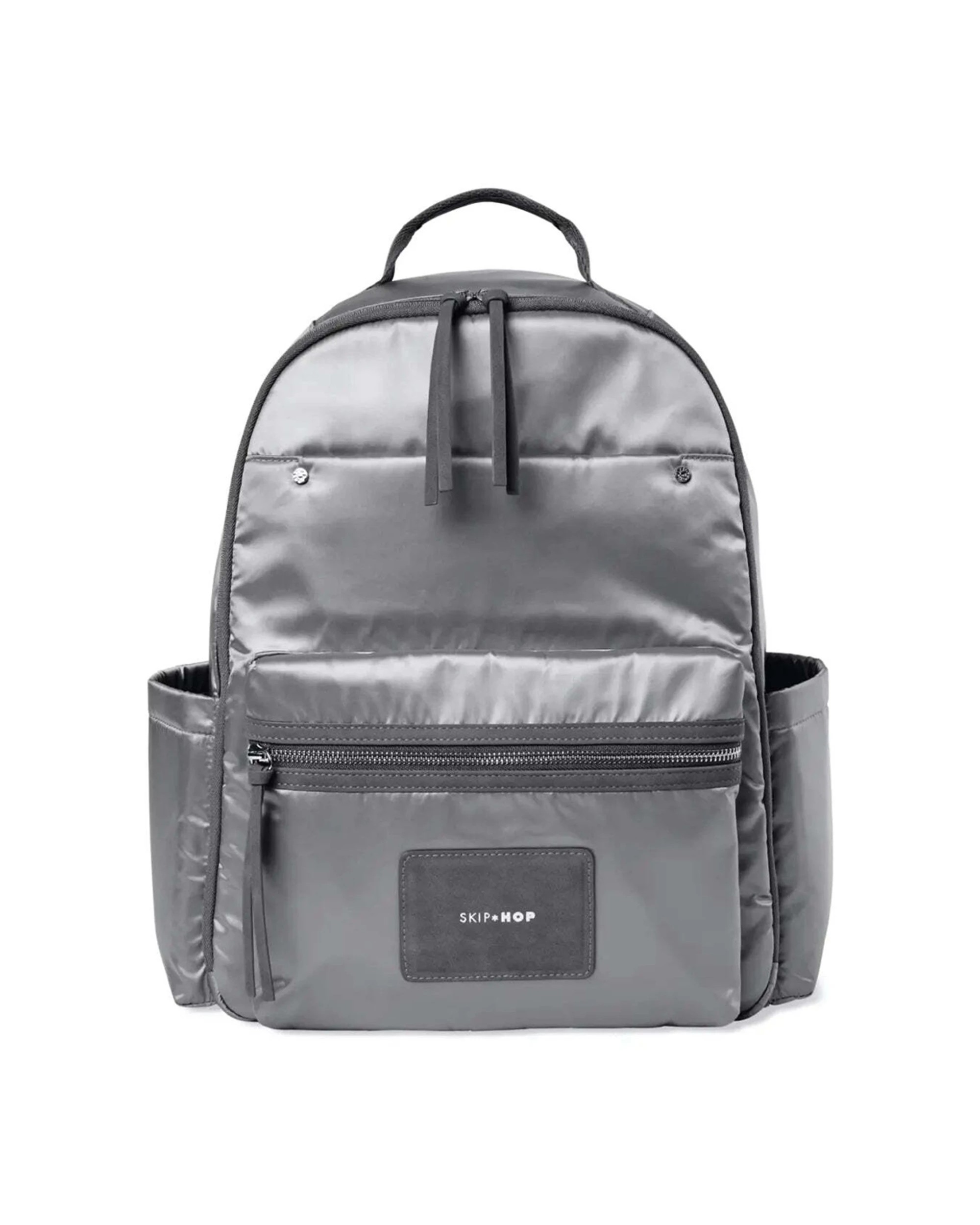 1 Skip Hop Skyler Nappy Backpack Spacious Design Multiple Pockets Organisation Baby Bag Shiny - Grey, 1 of 6