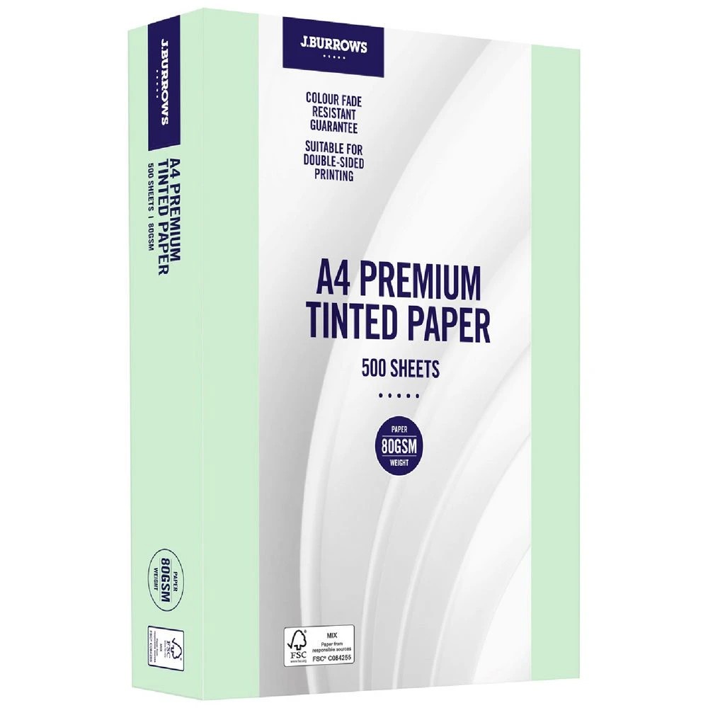 1 J.Burrows Premium A4 Tinted Paper Ream Green, 1 of 1