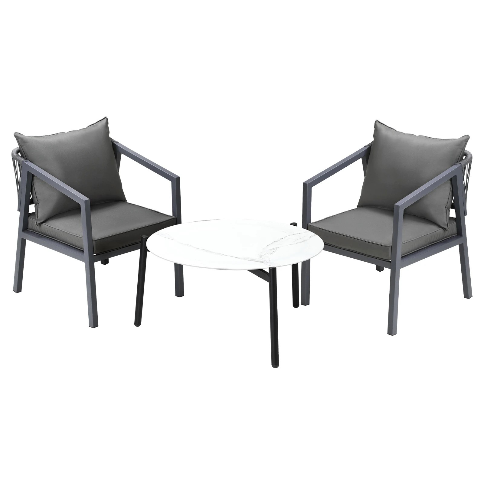 1 Livsip 3PCS Outdoor Patio Setting Furniture Lounge Set White 70cm Coffee Table - Multi, 1 of 9