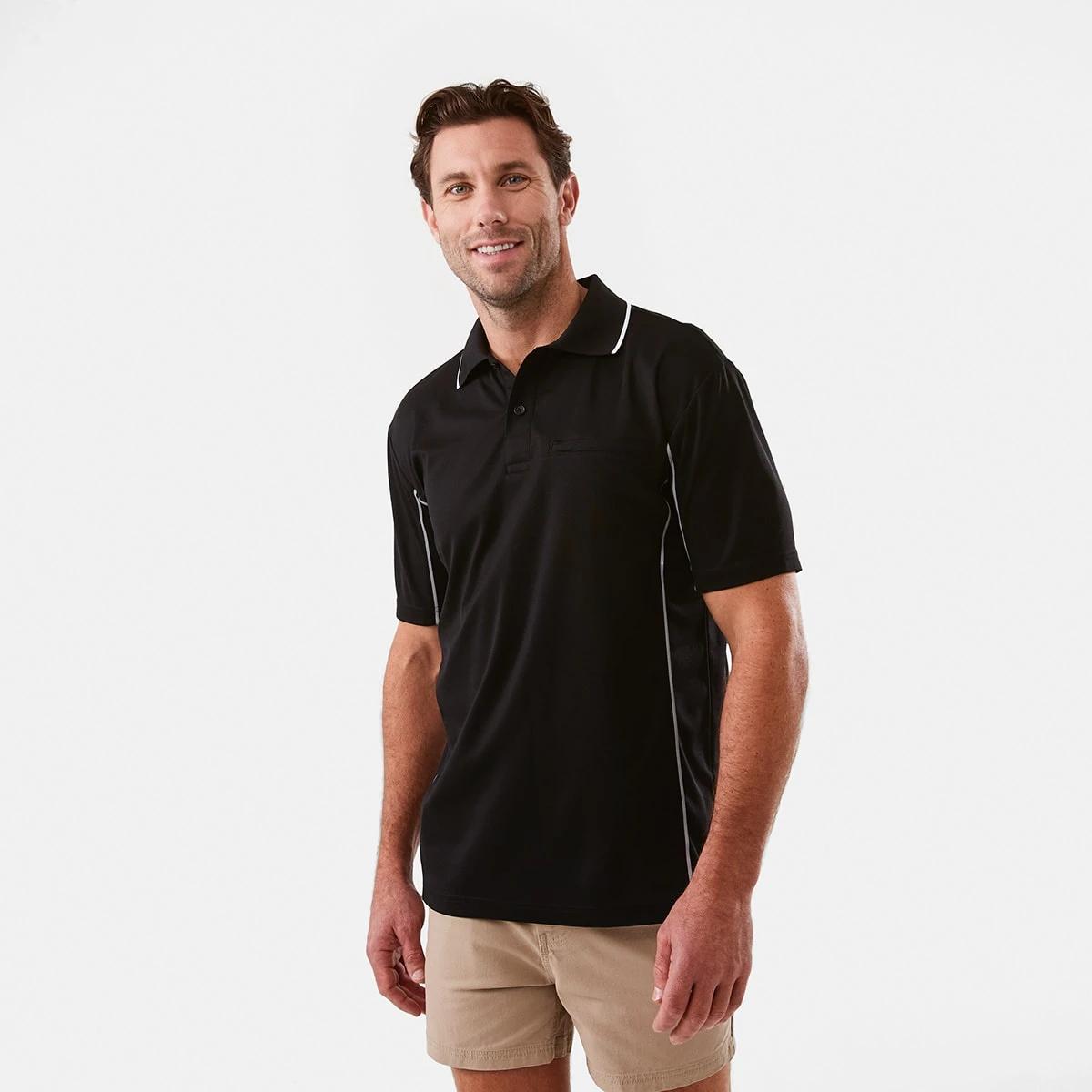 1 Workwear Short Sleeve Polo Shirt BLACK, 1 of 6