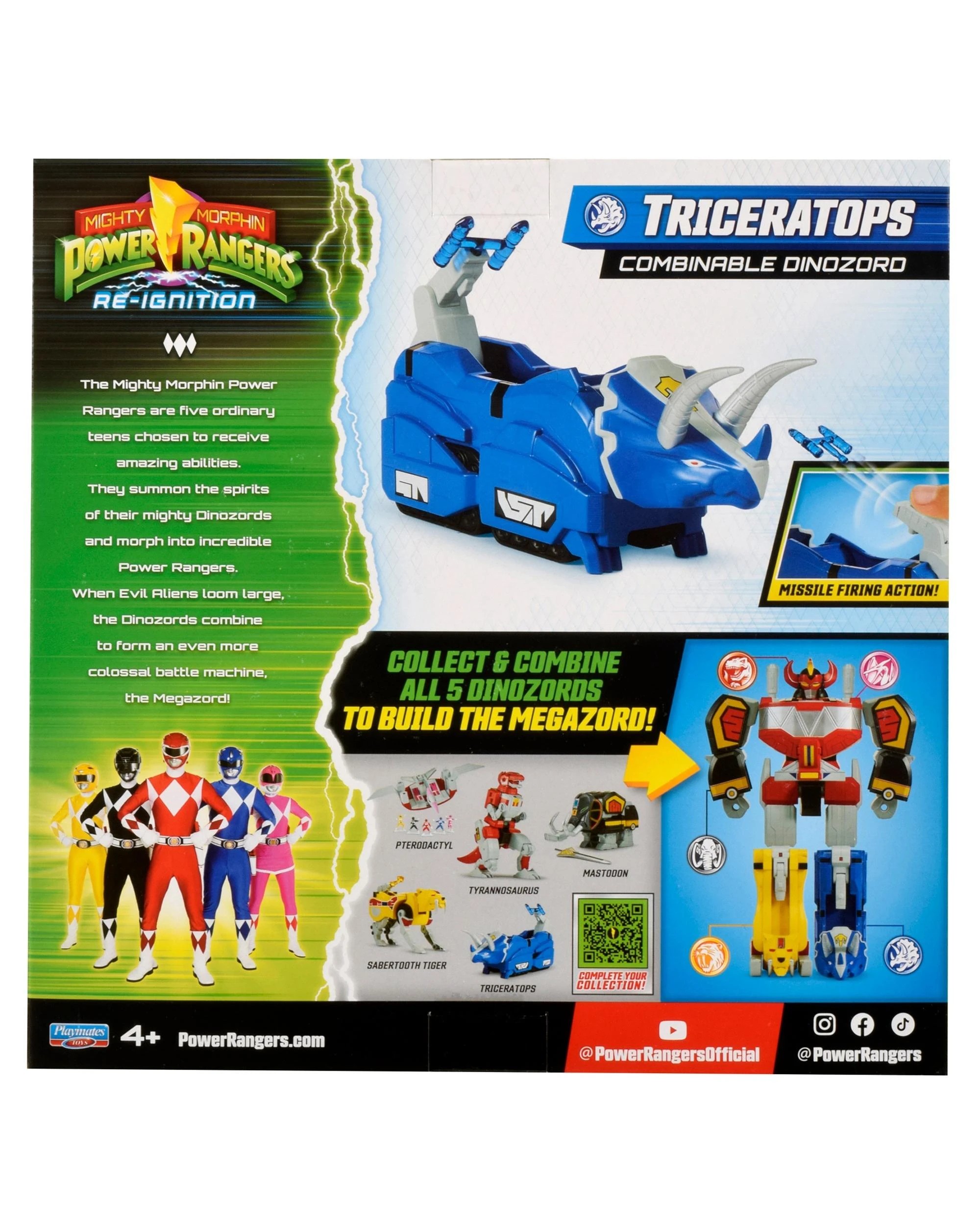 10 Mighty Morphin Power Rangers Re-Ignition Combinable Dinozord Triceratops Toy, 10 of 10