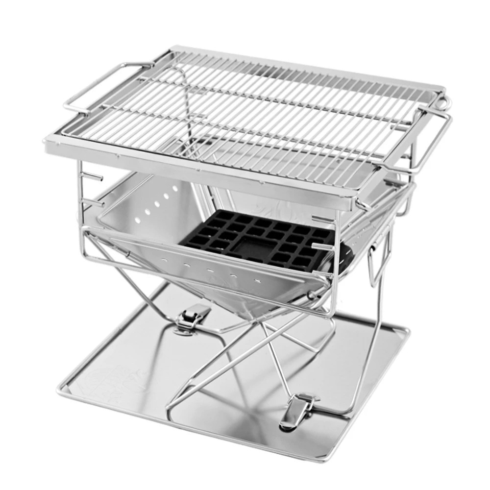 1 Grillz Fire Pit BBQ Grill with Carry Bag Camping - Silver, 1 of 6