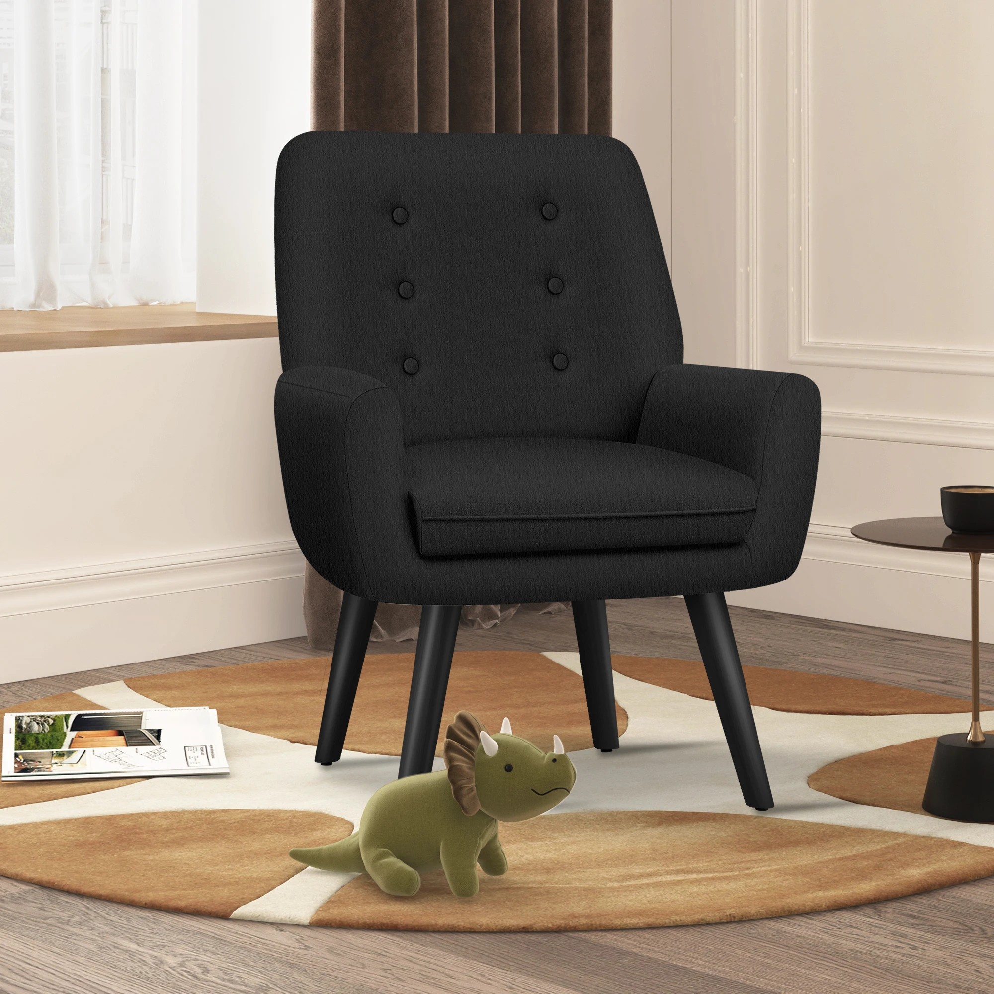 5 Alfordson Armchair Lounge Chair Tub Accent Chairs Fabric Couch Sofa - Black, 5 of 9