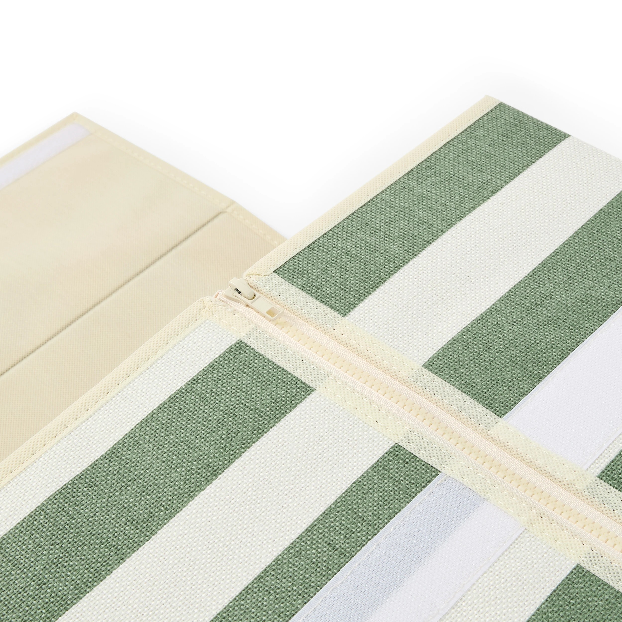 10 Linen Look Bed Linen Box - Large, Green Stripe, 10 of 10