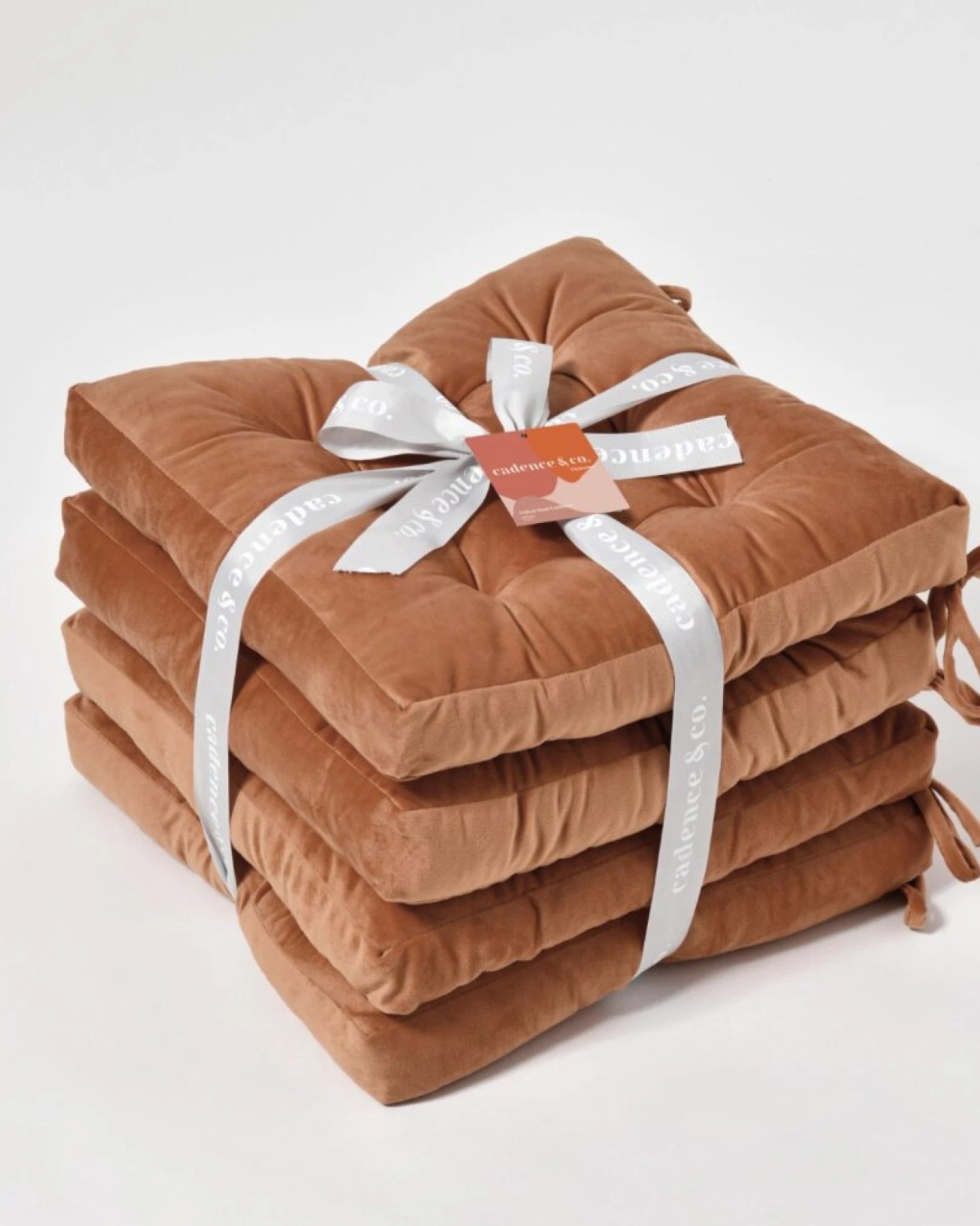 6 Cadence & Co. Vivienne Velvet Seat Cushion 4 Pack - Cinnamon, 6 of 7